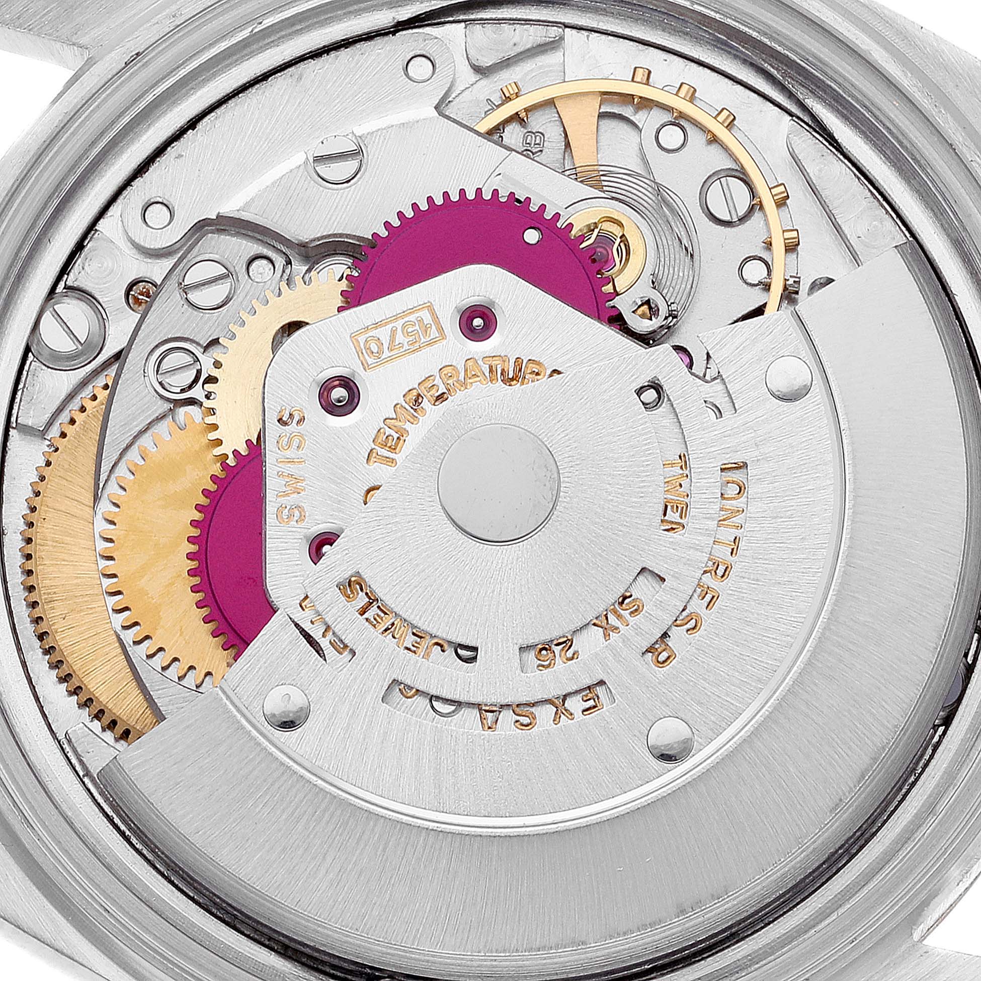 This is a close-up view of the internal mechanical movement of the Vintage Collection model by Rolex.