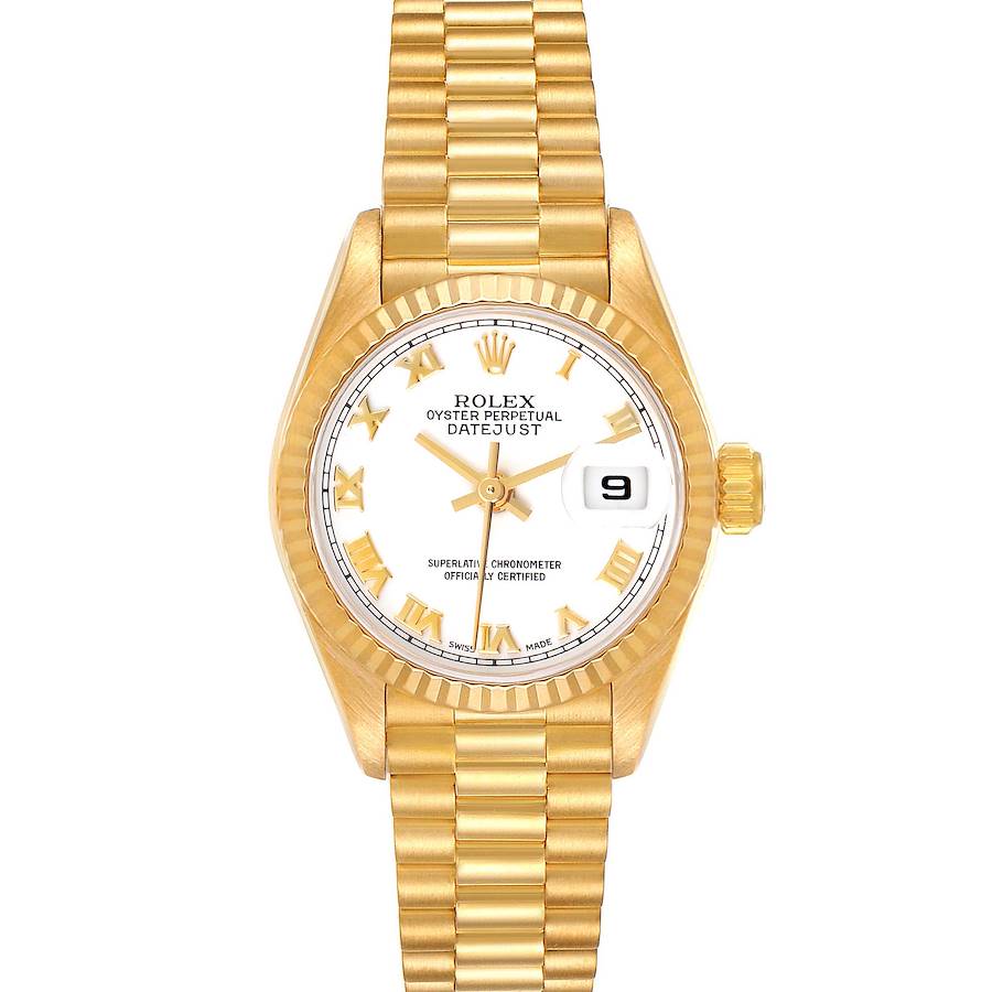 Rolex President Datejust 26 Yellow Gold White Dial Ladies Watch 69178 Box Papers SwissWatchExpo