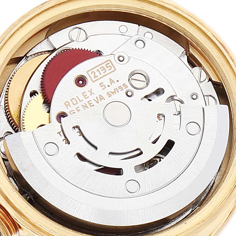 This image shows the internal mechanical movement of a Rolex President 69138 Women
s Yellow Gold Champagne Dial 69138 Women
s Yellow Gold Champagne Dial model watch.