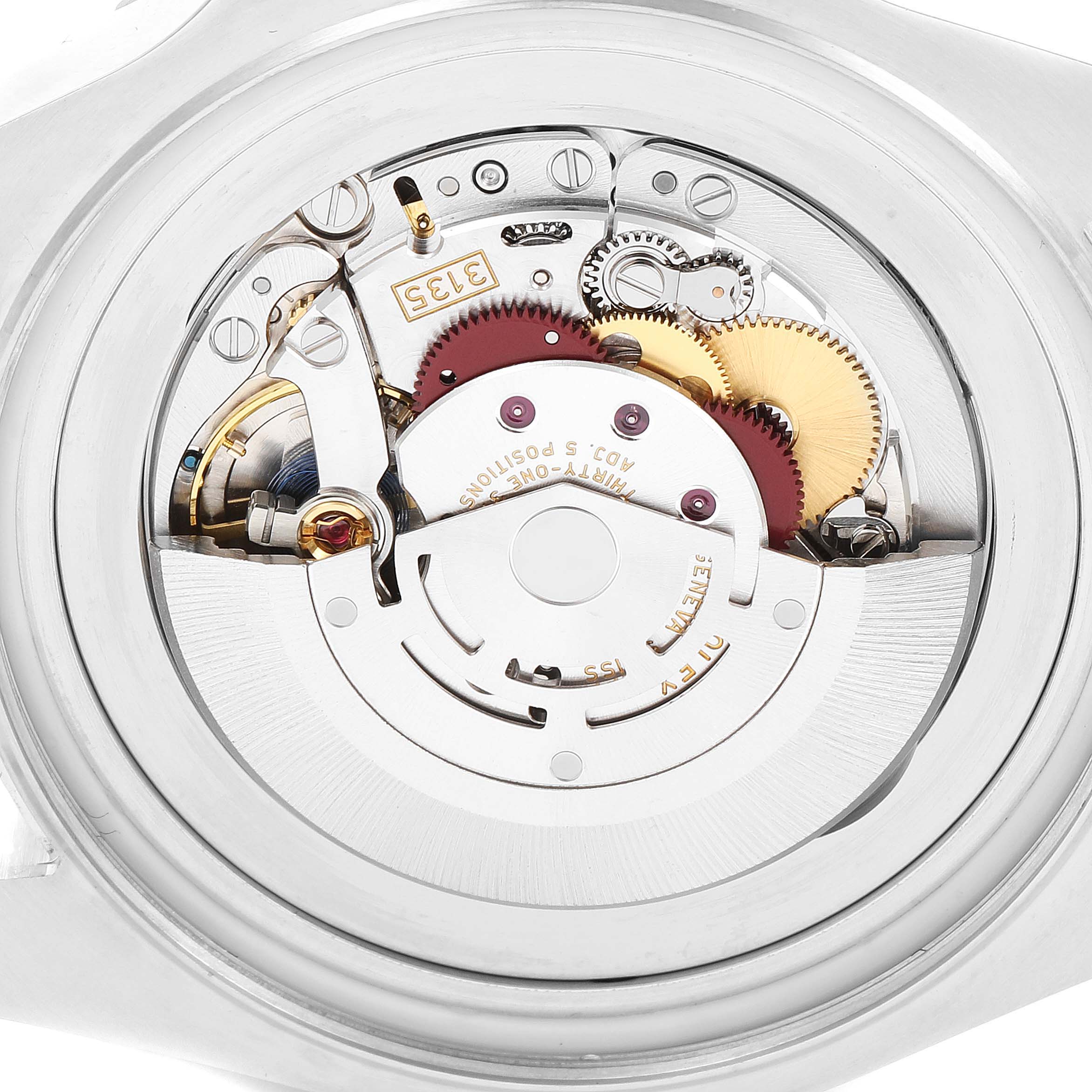 This image shows the movement mechanism of the Rolex Sea-Dweller 116660 Men's Stainless Steel Blue Dial 116660 Men's Stainless Steel Blue Dial watch from a rear angle.