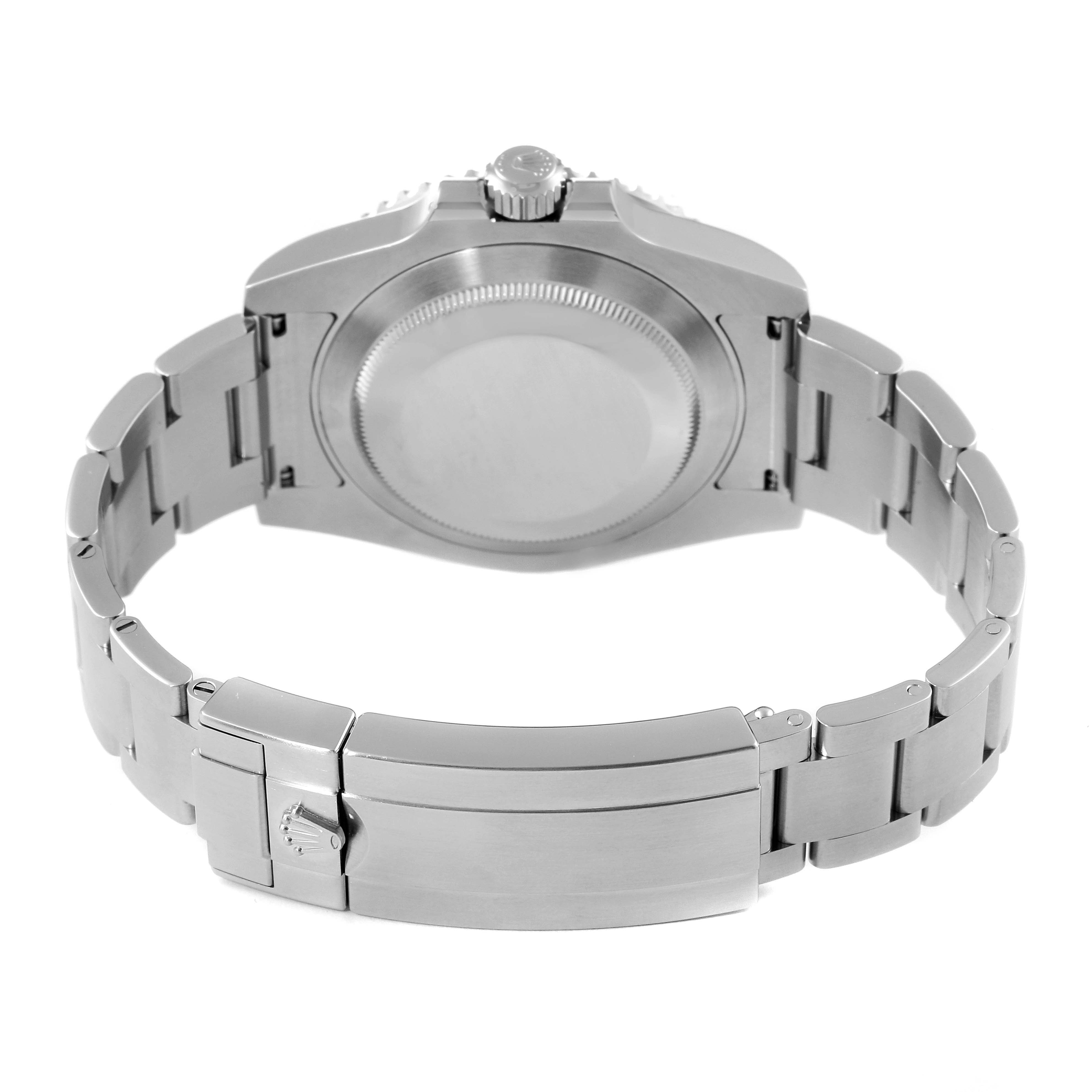 This image shows the back view of a Rolex Submariner 116610LN Men
s Stainless Steel Black Dial 116610LN Men
s Stainless Steel Black Dial watch, highlighting the case back and bracelet clasp.