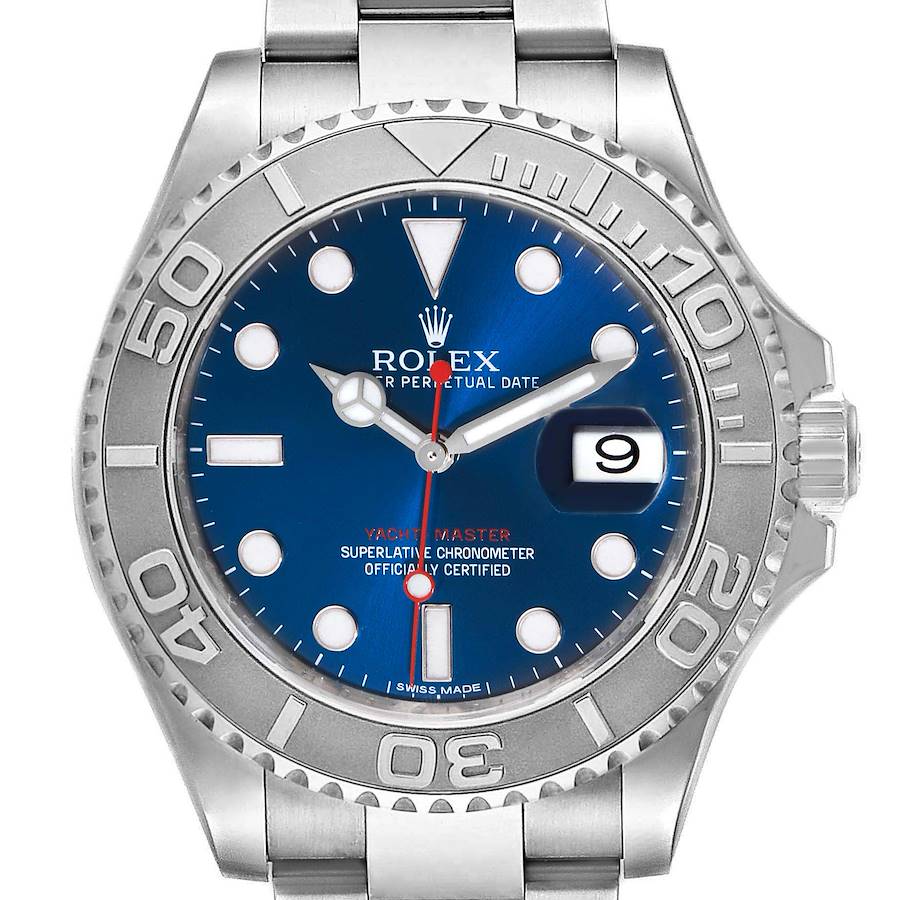 Rolex Yachtmaster Stainless Steel Platinum Blue Dial Mens Watch 116622 SwissWatchExpo