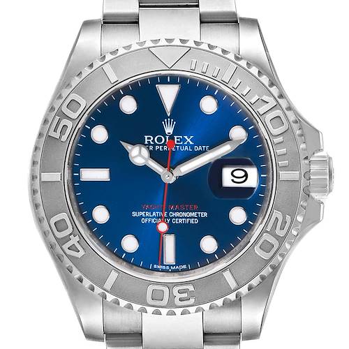 Photo of Rolex Yachtmaster Stainless Steel Platinum Blue Dial Mens Watch 116622