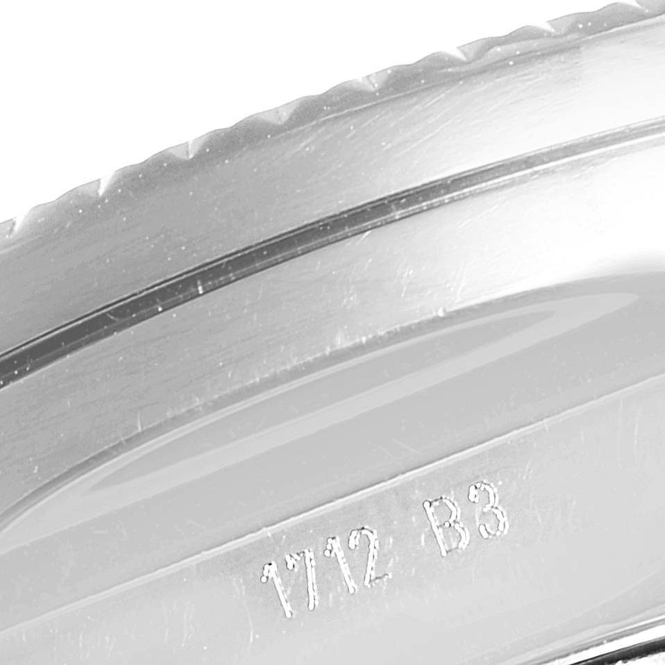 The image focuses on the side view of the bezel and edge of the case, showing serial numbers of the Breitling Bentley A41390 Men's Stainless Steel Black Dial A41390 Men's Stainless Steel Black Dial watch.