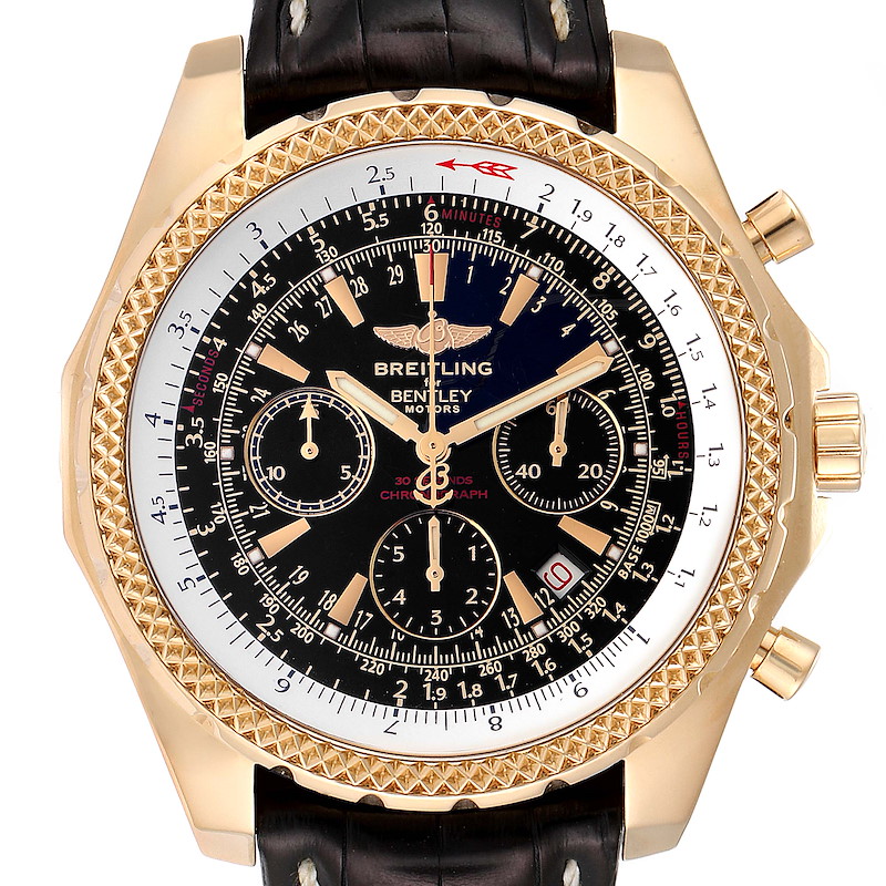 Breitling Bentley Yellow Gold Black Dial Chronograph Watch K25362 SwissWatchExpo