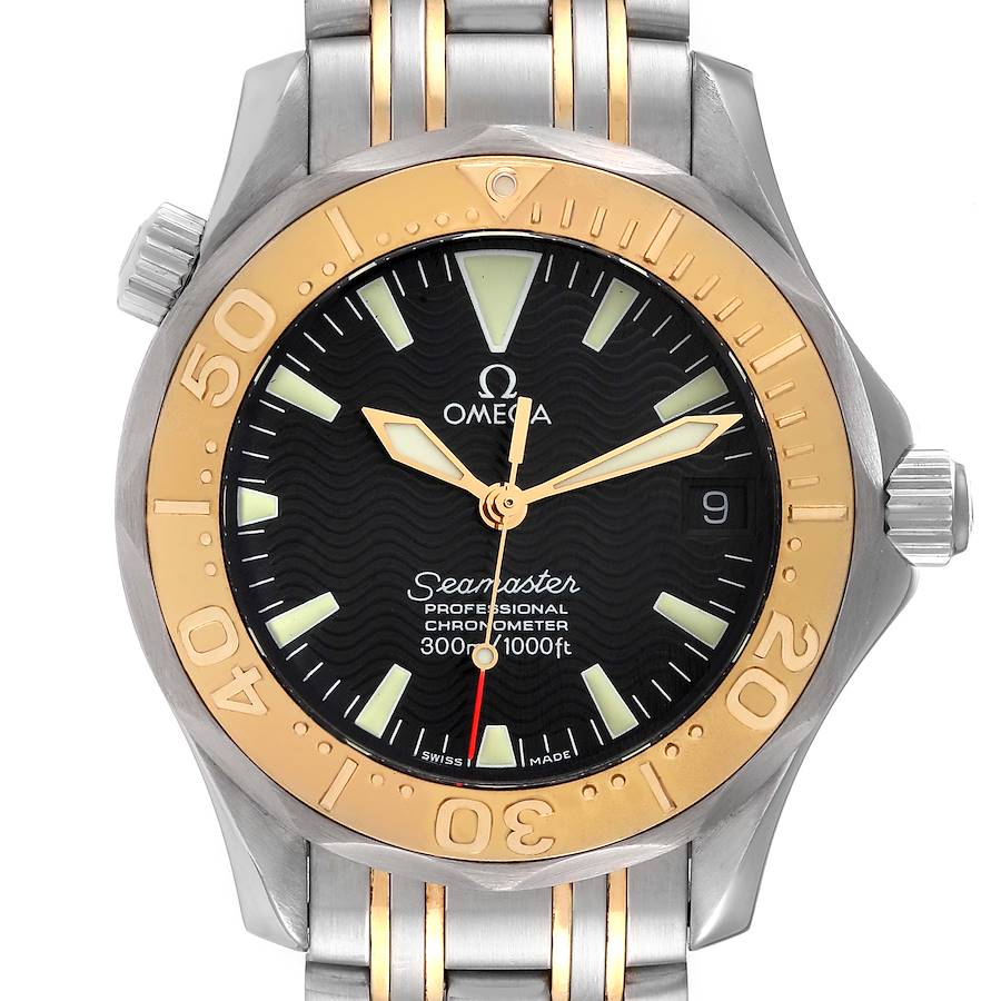Omega Seamaster 36 Midsize Yellow Gold Steel Mens Watch 2453.50.00 Box Card SwissWatchExpo