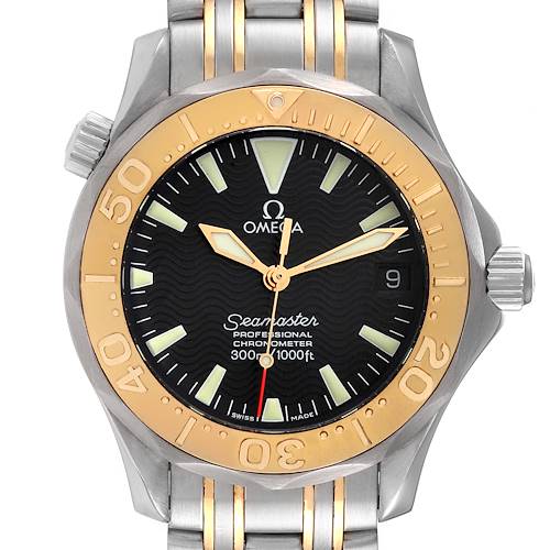 Photo of Omega Seamaster 36 Midsize Yellow Gold Steel Mens Watch 2453.50.00 Box Card
