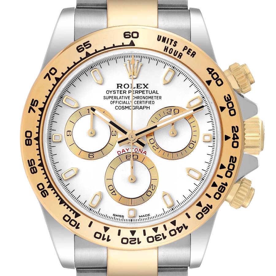 Rolex Cosmograph Daytona Steel Yellow Gold White Dial Watch 116503 SwissWatchExpo