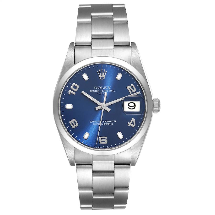Rolex Date Blue Dial Oyster Bracelet Steel Mens Watch 15200 Papers SwissWatchExpo