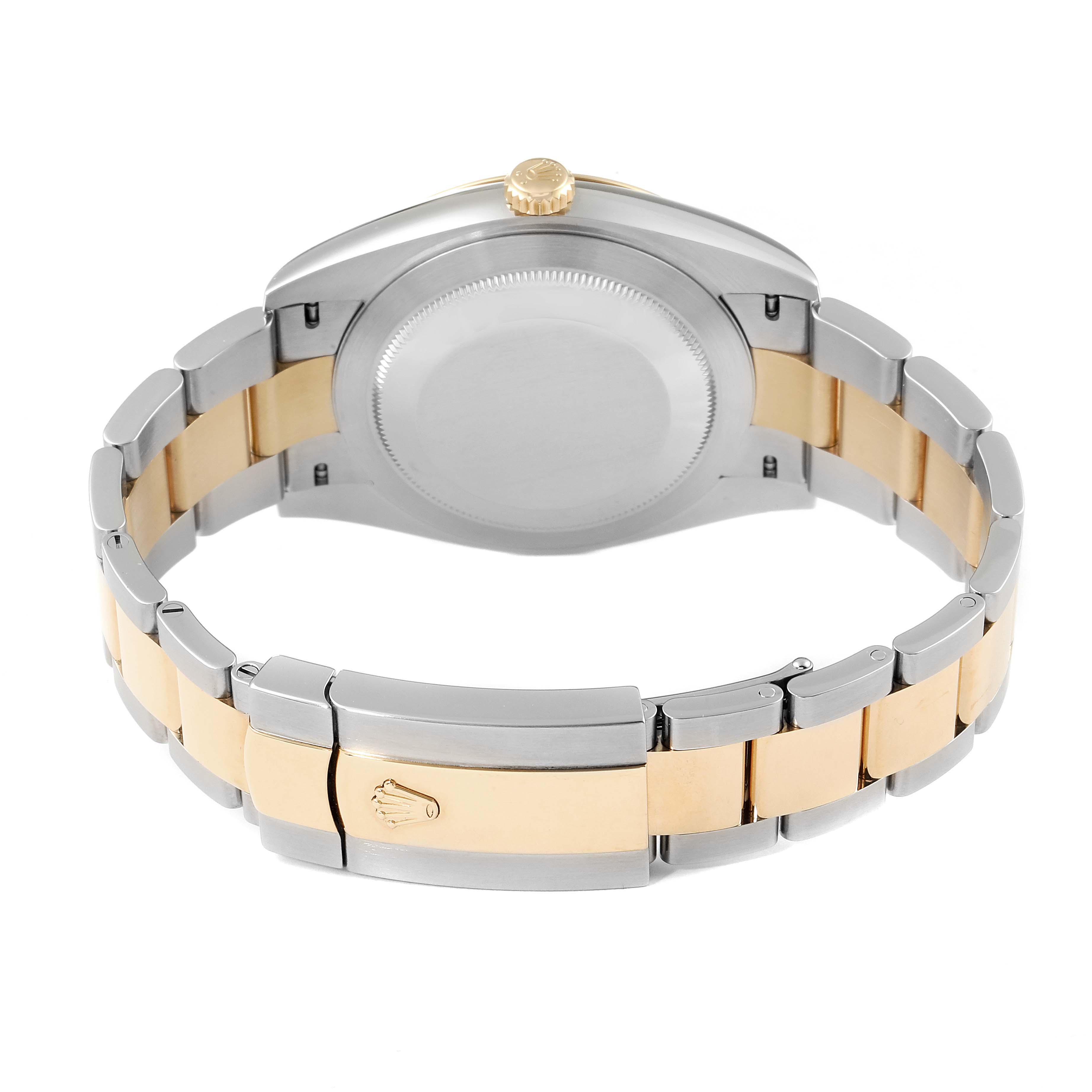 The image shows the back view of the Rolex Datejust 41 126303 Men's Steel and Gold (two tone) Black Dial 126303 Men's Steel and Gold (two tone) Black Dial, highlighting the clasp, case back, and two-tone bracelet.