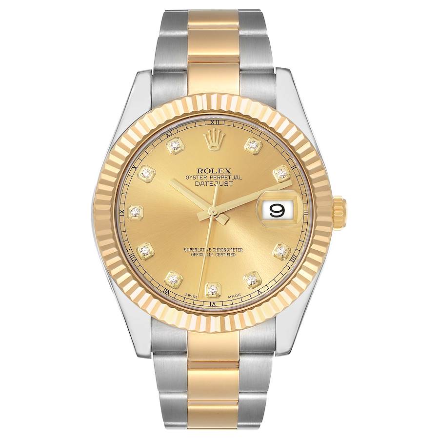 Rolex Datejust II Steel Yellow Gold Diamond Mens Watch 116333 SwissWatchExpo