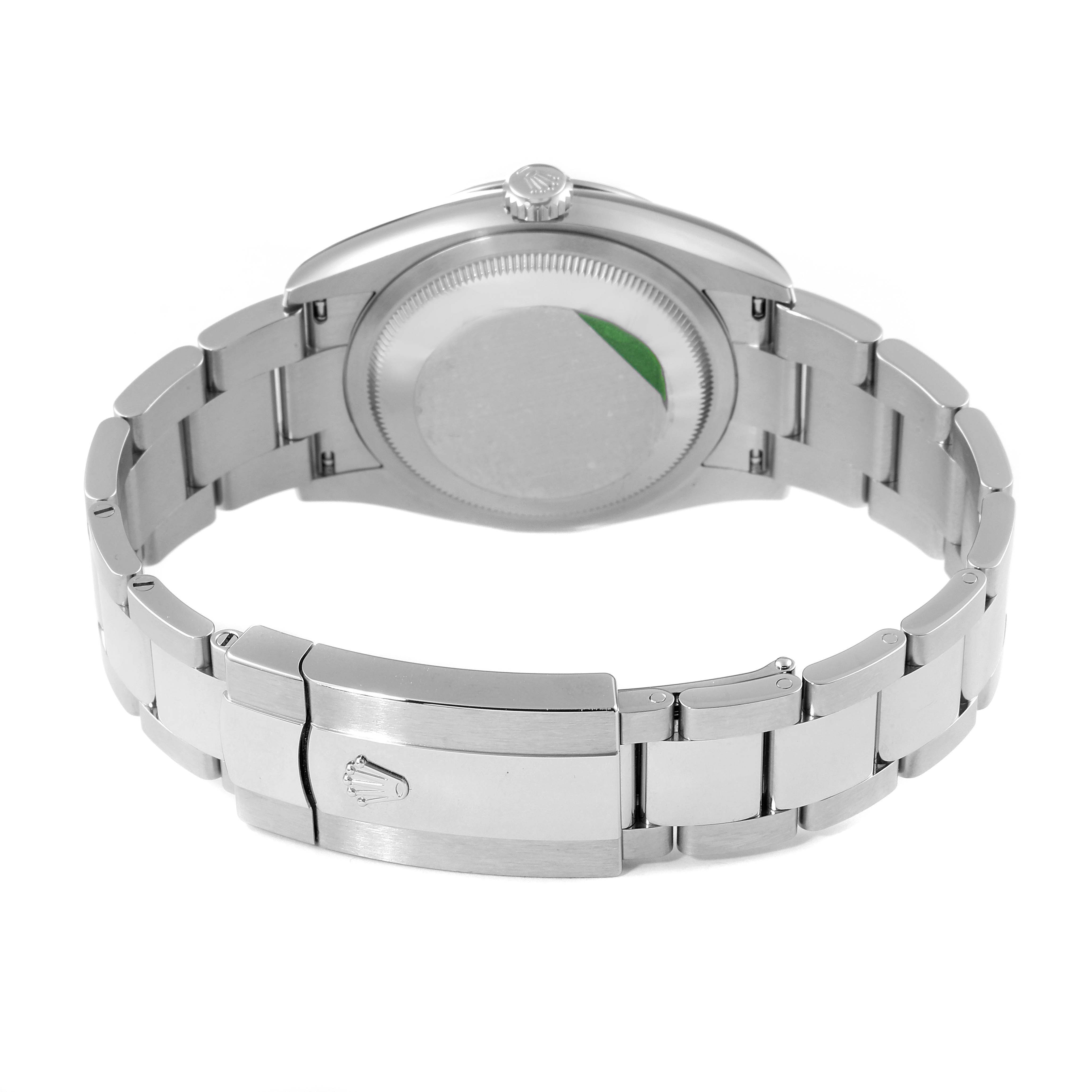 This image shows the back case and bracelet of a Rolex Datejust 126234 Men
s Stainless Steel Black Dial 126234 Men
s Stainless Steel Black Dial watch, with a focus on the clasp and case back.