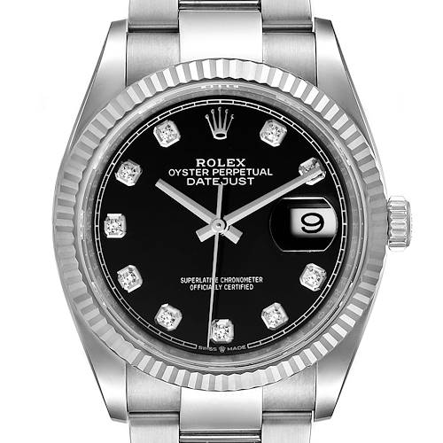Photo of Rolex Datejust Steel White Gold Black Diamond Dial Mens Watch 126234 Unworn