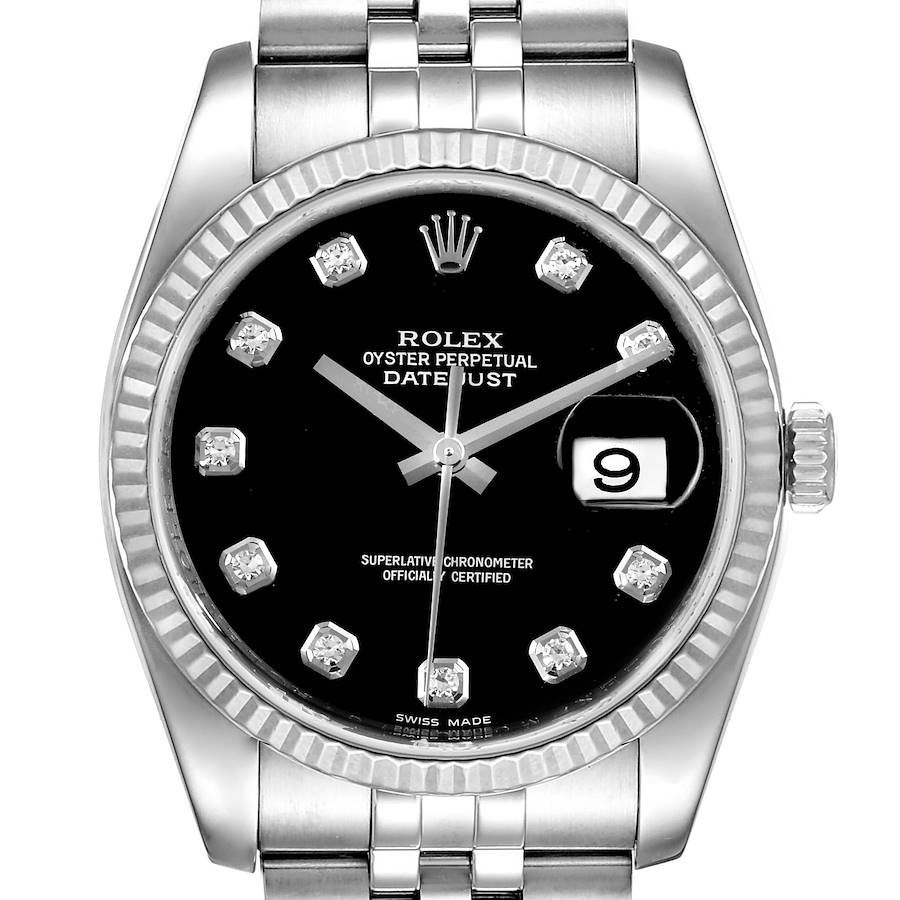 Rolex Datejust Steel White Gold Diamond Dial Mens Watch 116234 Box Card ...
