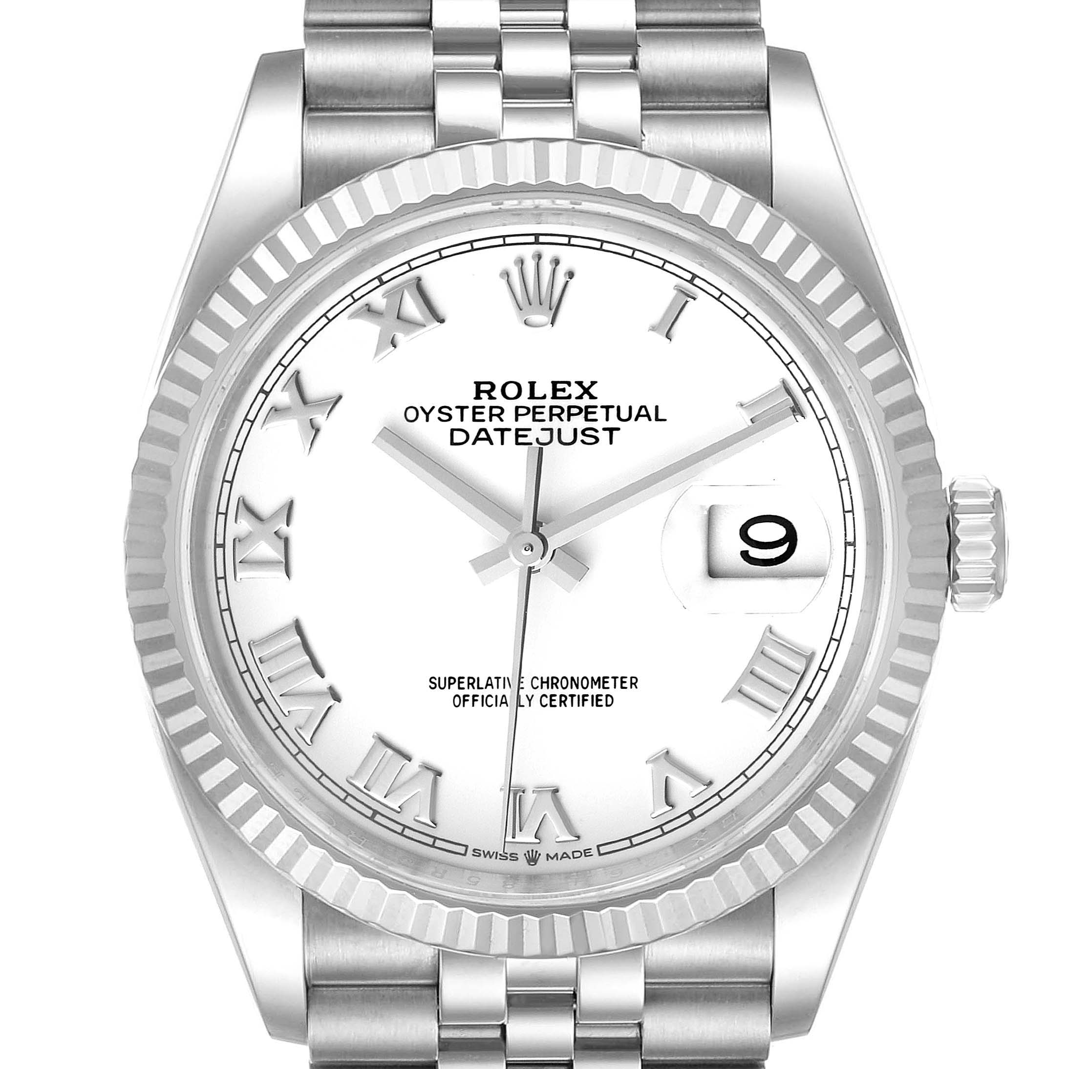 Rolex Datejust Steel White Gold Silver Dial Mens Watch 126234 Unworn ...
