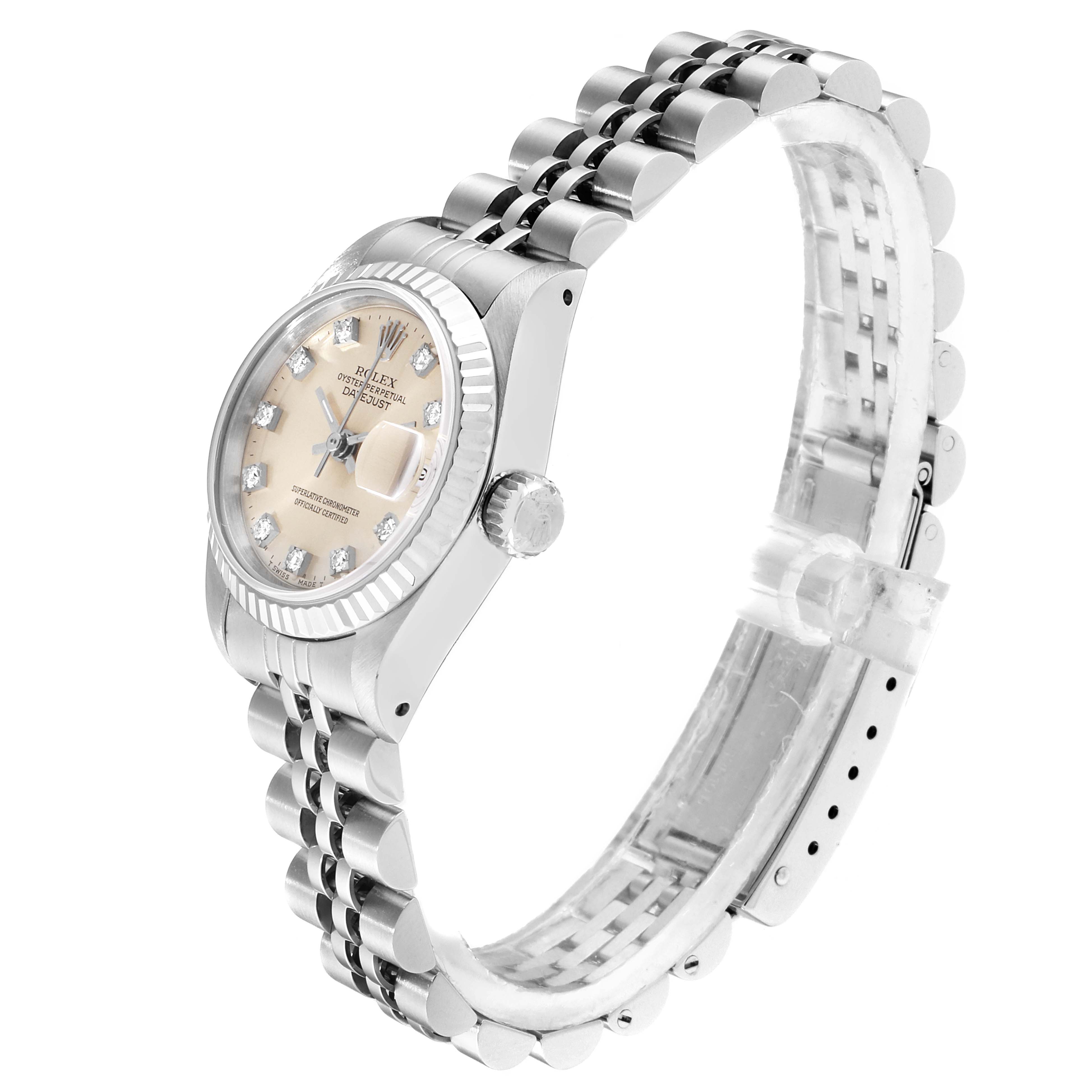 Rolex Datejust Steel White Gold Silver Diamond Dial Ladies Watch 69174 ...