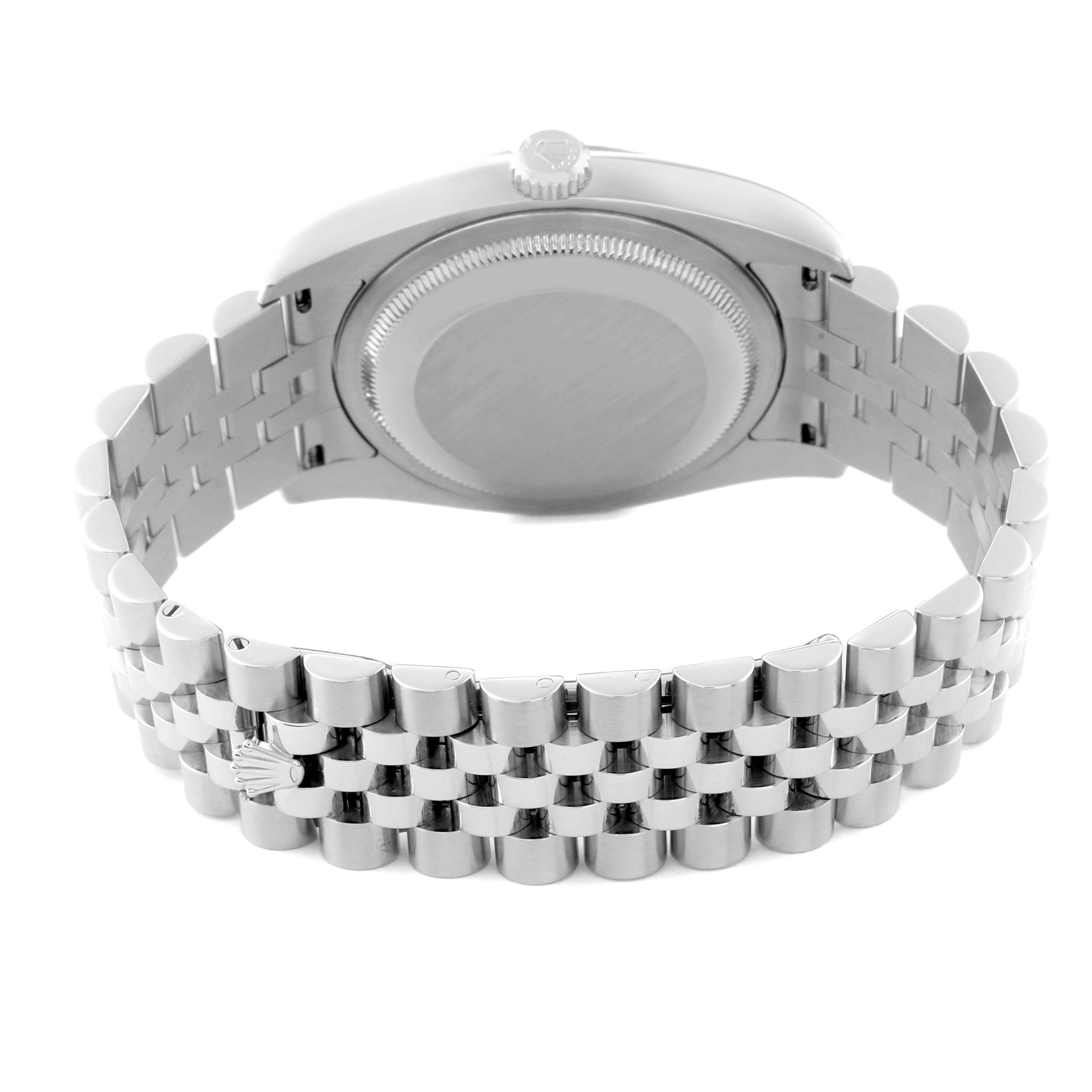 This image shows the back and bracelet of a Rolex Datejust 116234 Men's Stainless Steel Silver Dial 116234 Men's Stainless Steel Silver Dial watch from a rear angle.