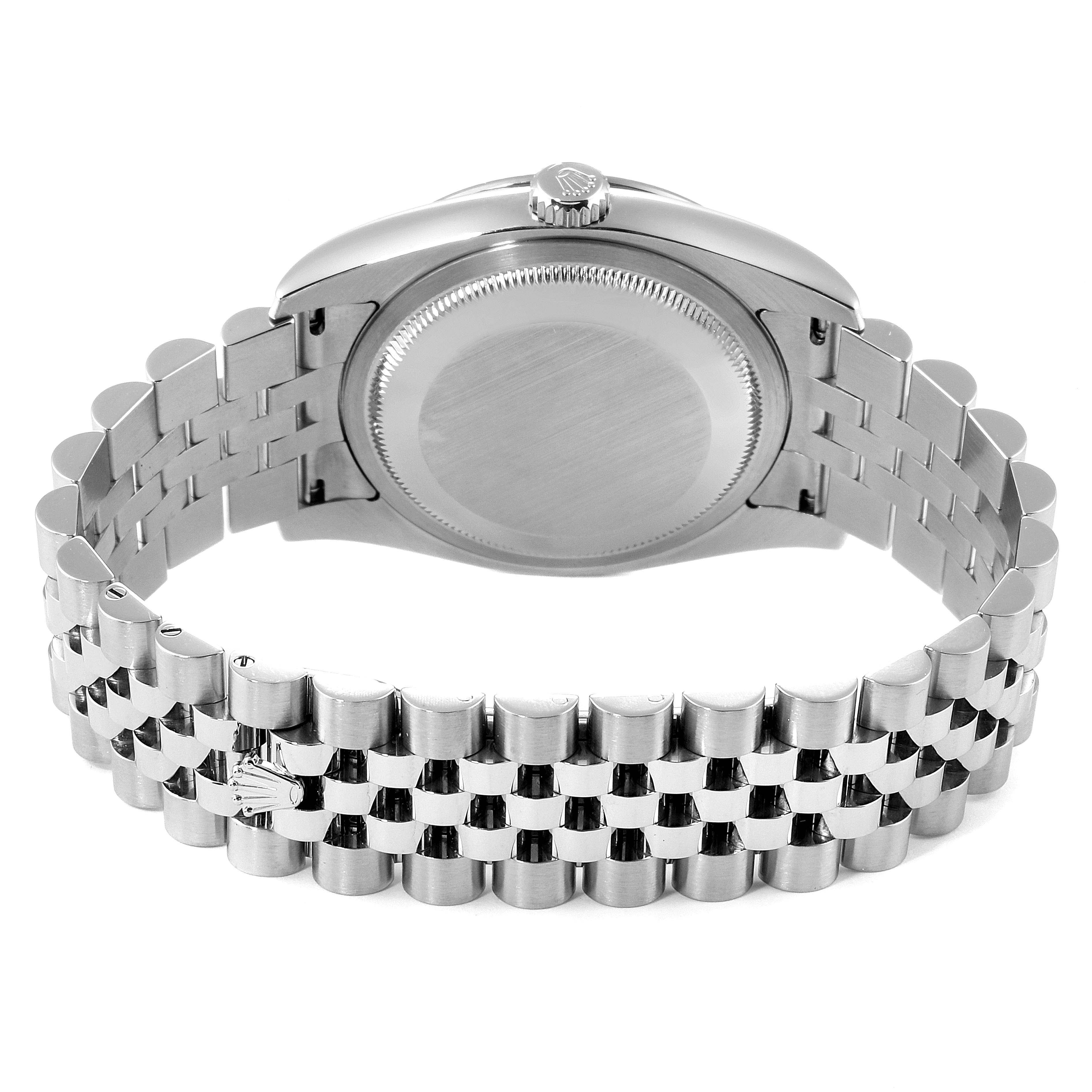 The image displays the back case and bracelet of a Rolex Turn-o-Graph 116264 Men
s Stainless Steel Blue Dial 116264 Men
s Stainless Steel Blue Dial watch from a rear angle.