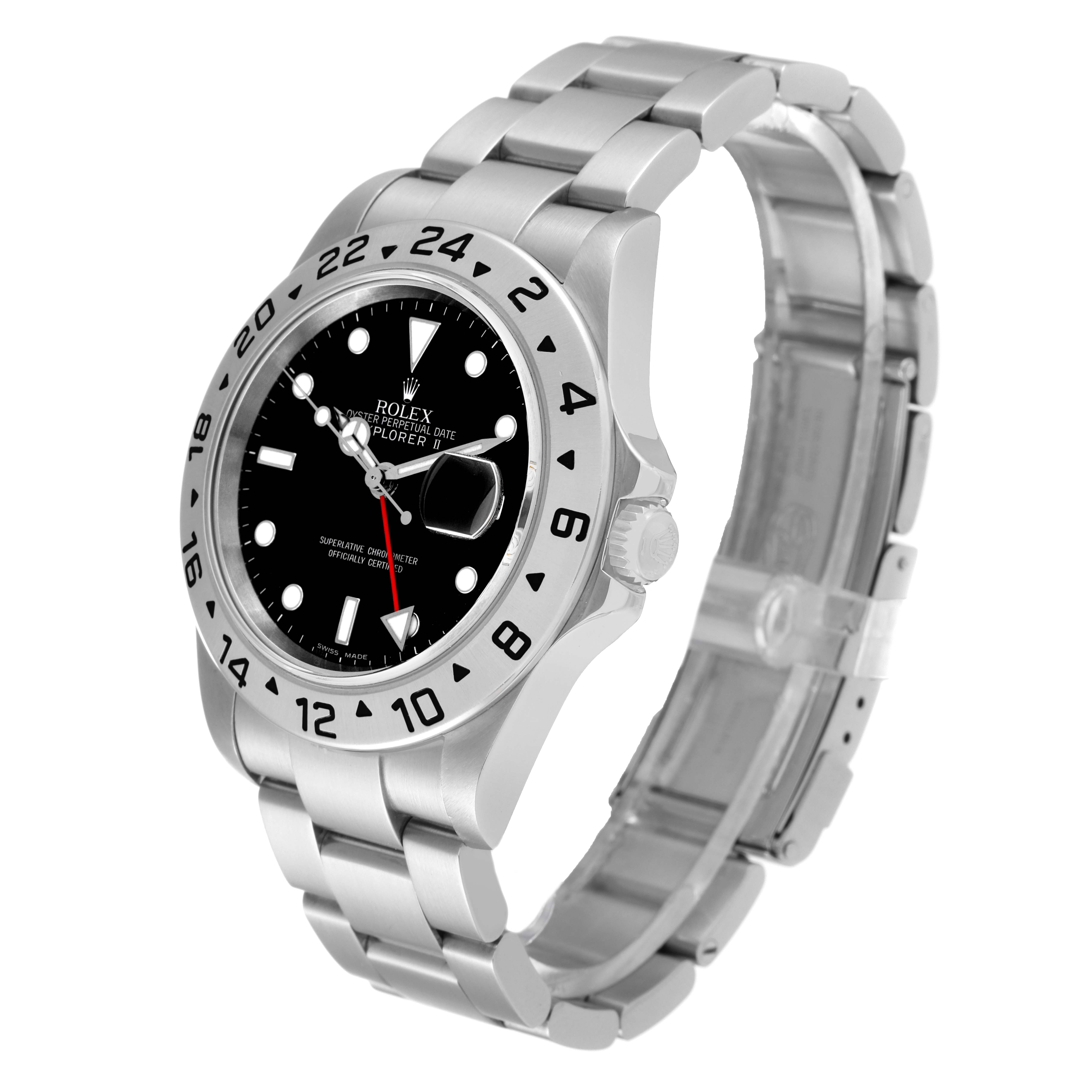 This Rolex Explorer 16570 Men
s Stainless Steel Black Dial 16570 Men
s Stainless Steel Black Dial model is shown at a slight angle, highlighting its bezel, dial, crown, and bracelet.