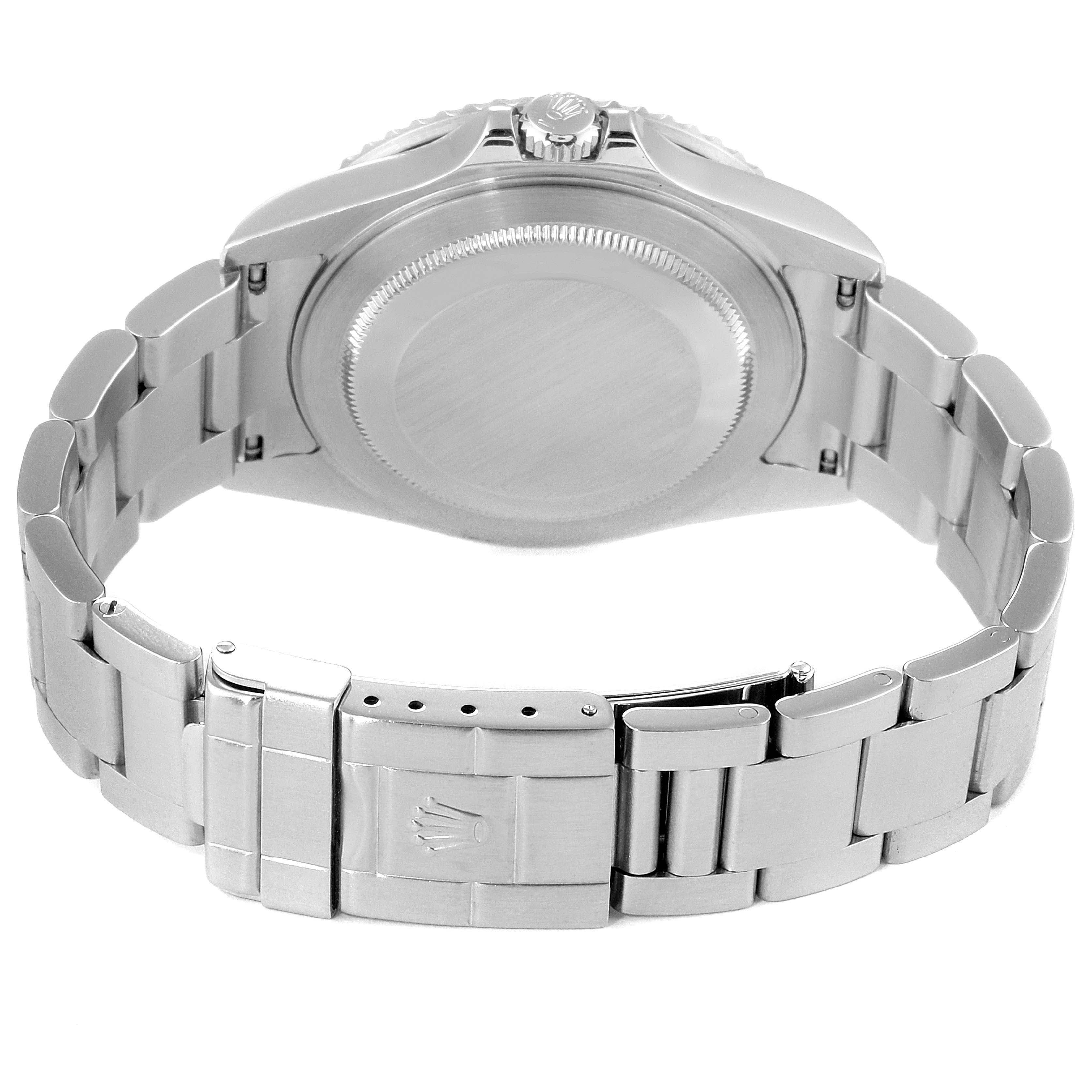 This image shows the back case and bracelet clasp of a Rolex GMT-Master 16710 Men
s Stainless Steel Black Dial 16710 Men
s Stainless Steel Black Dial watch, viewed from the rear.