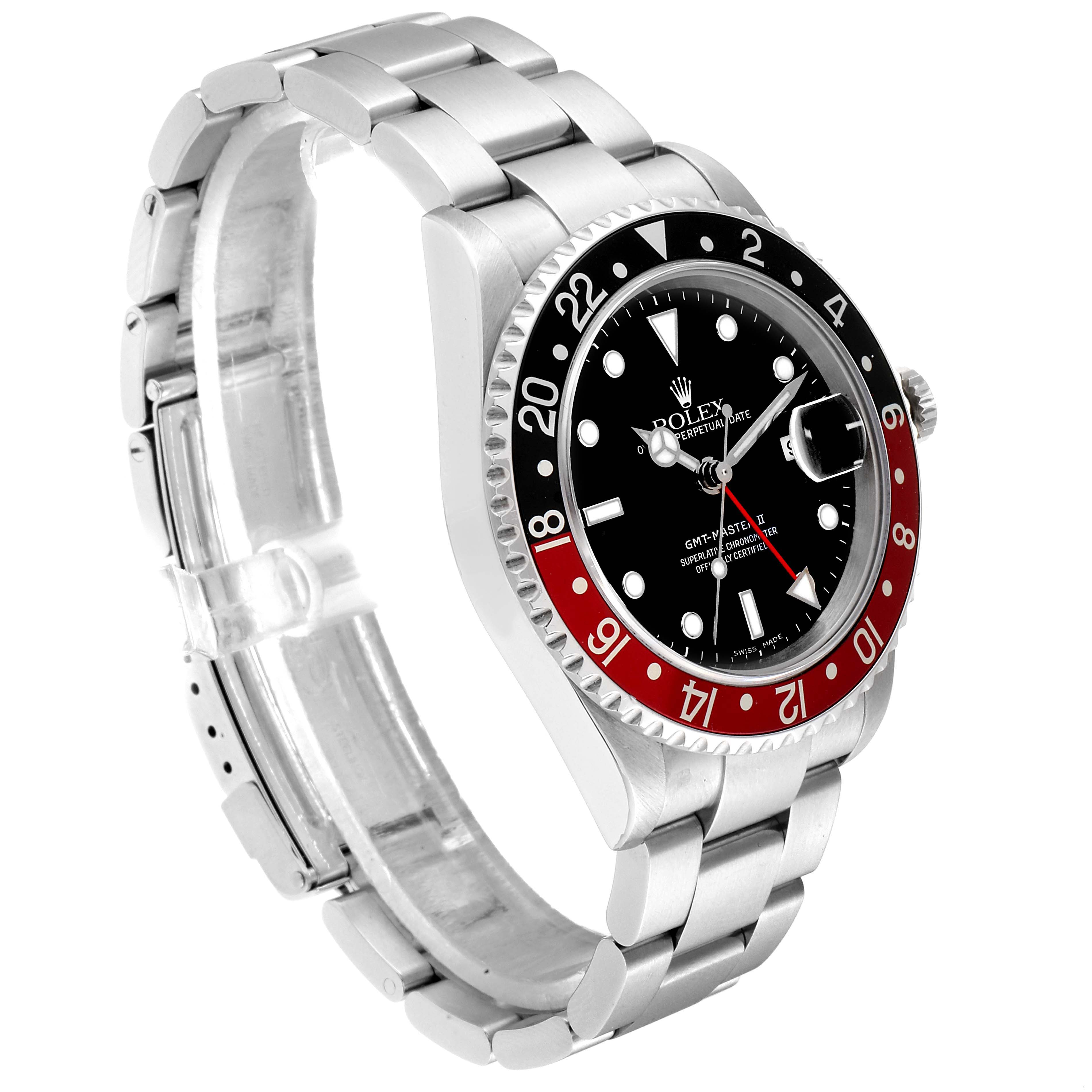 The image shows a Rolex GMT-Master 16710 Men
s Stainless Steel Black Dial 16710 Men
s Stainless Steel Black Dial watch at a slight angle, displaying the bezel, face, and part of the bracelet.