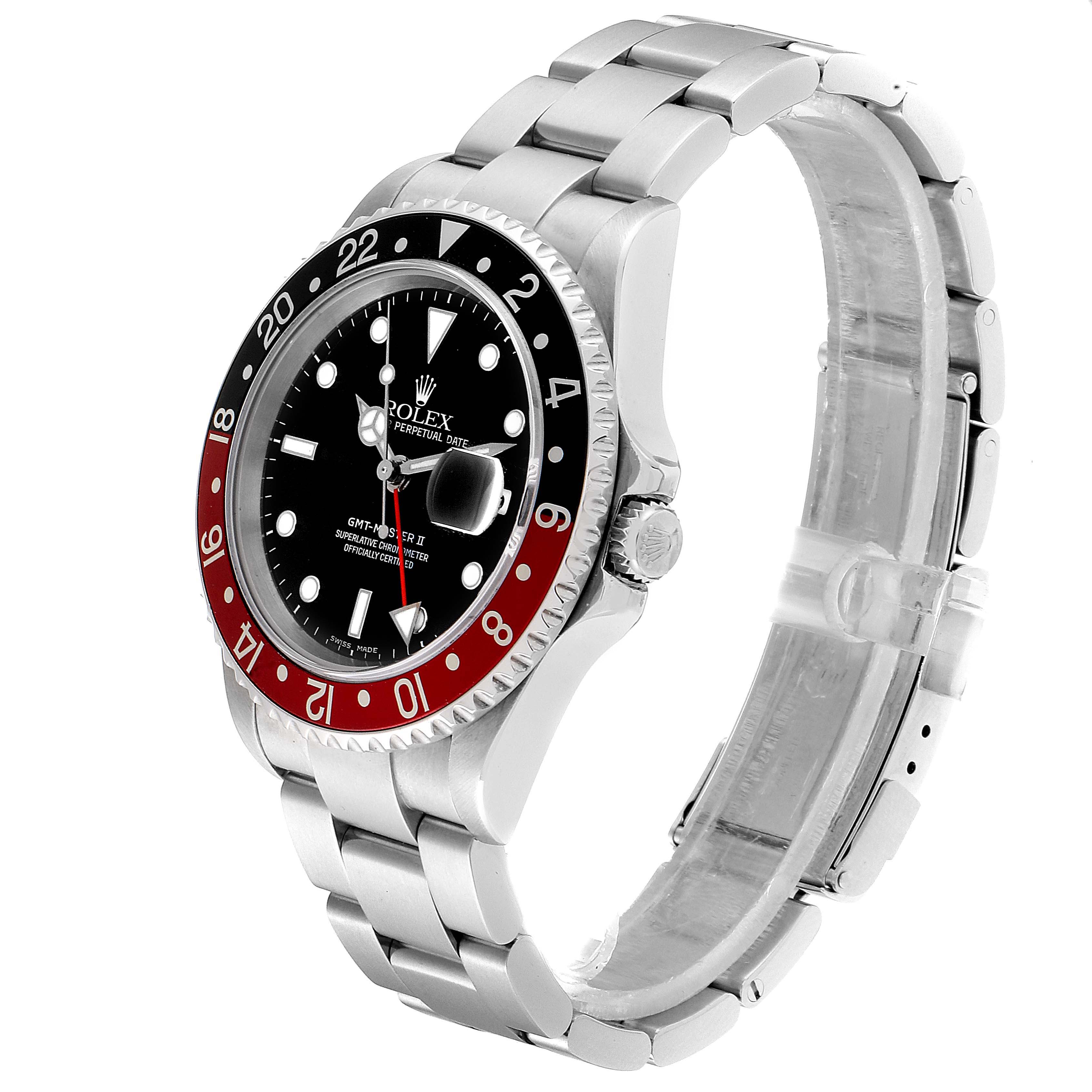 This image shows a side and front angle of a Rolex GMT-Master 16710 Men
s Stainless Steel Black Dial 16710 Men
s Stainless Steel Black Dial watch, highlighting the bezel, dial, crown, and bracelet.