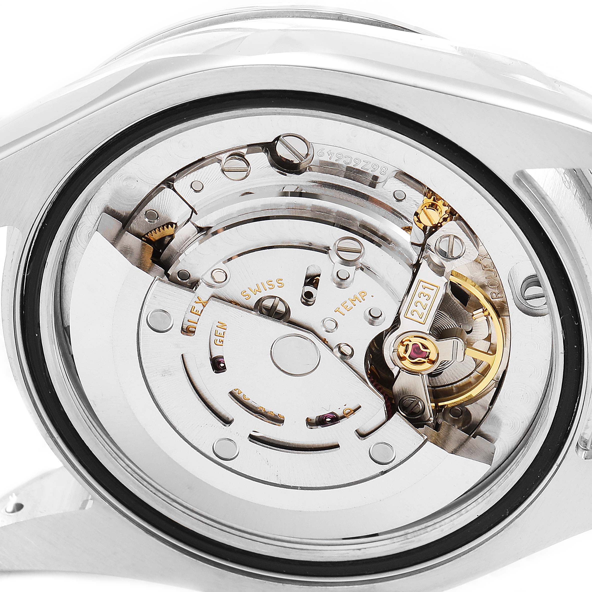 The image shows the internal mechanism of a Rolex Mid-Size 177200 Women
s Stainless Steel Silver Dial 177200 Women
s Stainless Steel Silver Dial model watch, viewed from the back with the case removed.