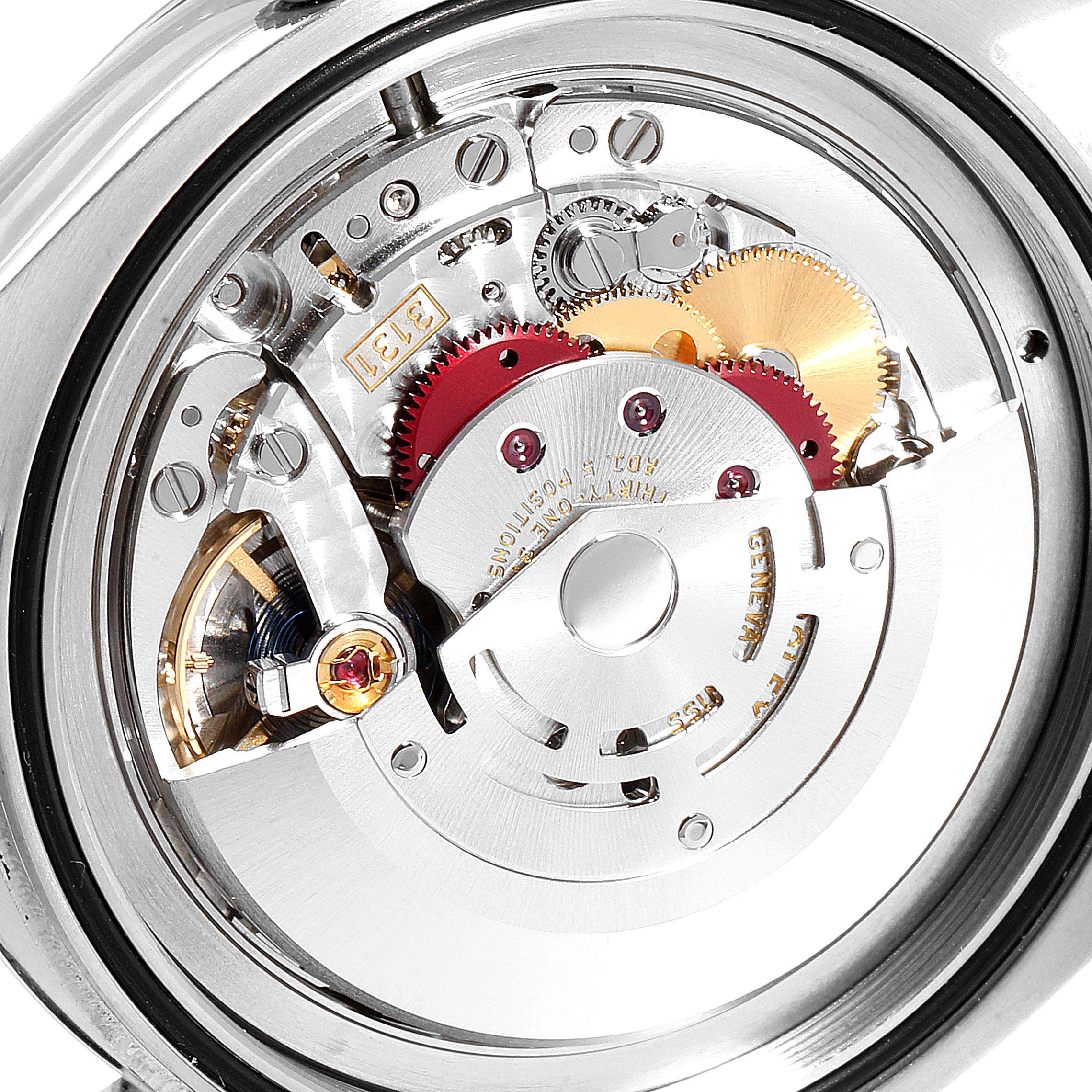 This image shows the internal movement mechanism of the Rolex Milgauss 116400GV Men's Stainless Steel Black Dial 116400GV Men's Stainless Steel Black Dial watch from a close-up, rear angle.