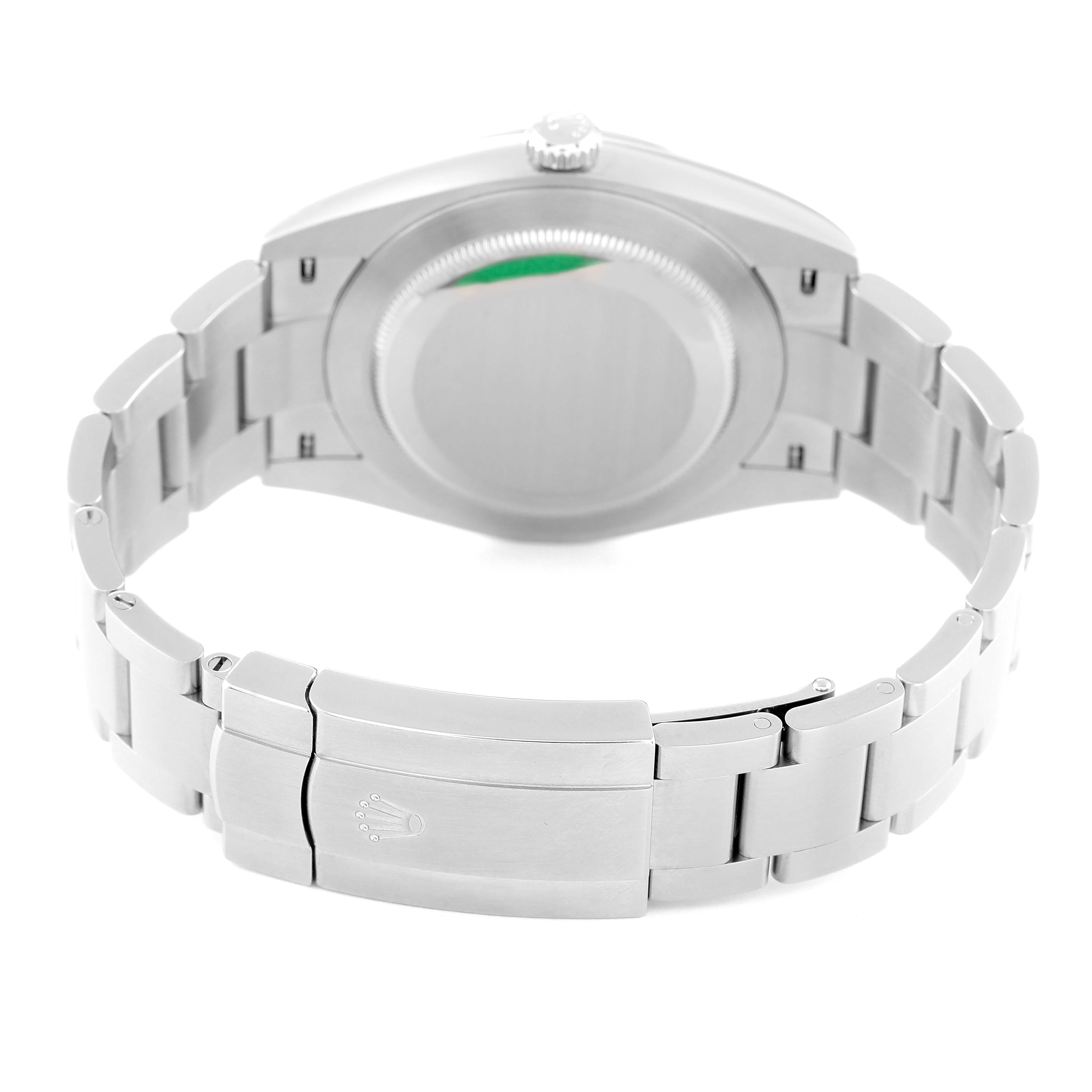 This image shows the back and bracelet clasp of the Rolex Oyster Perpetual 124300 Men's Stainless Steel Black Dial 124300 Men's Stainless Steel Black Dial watch.