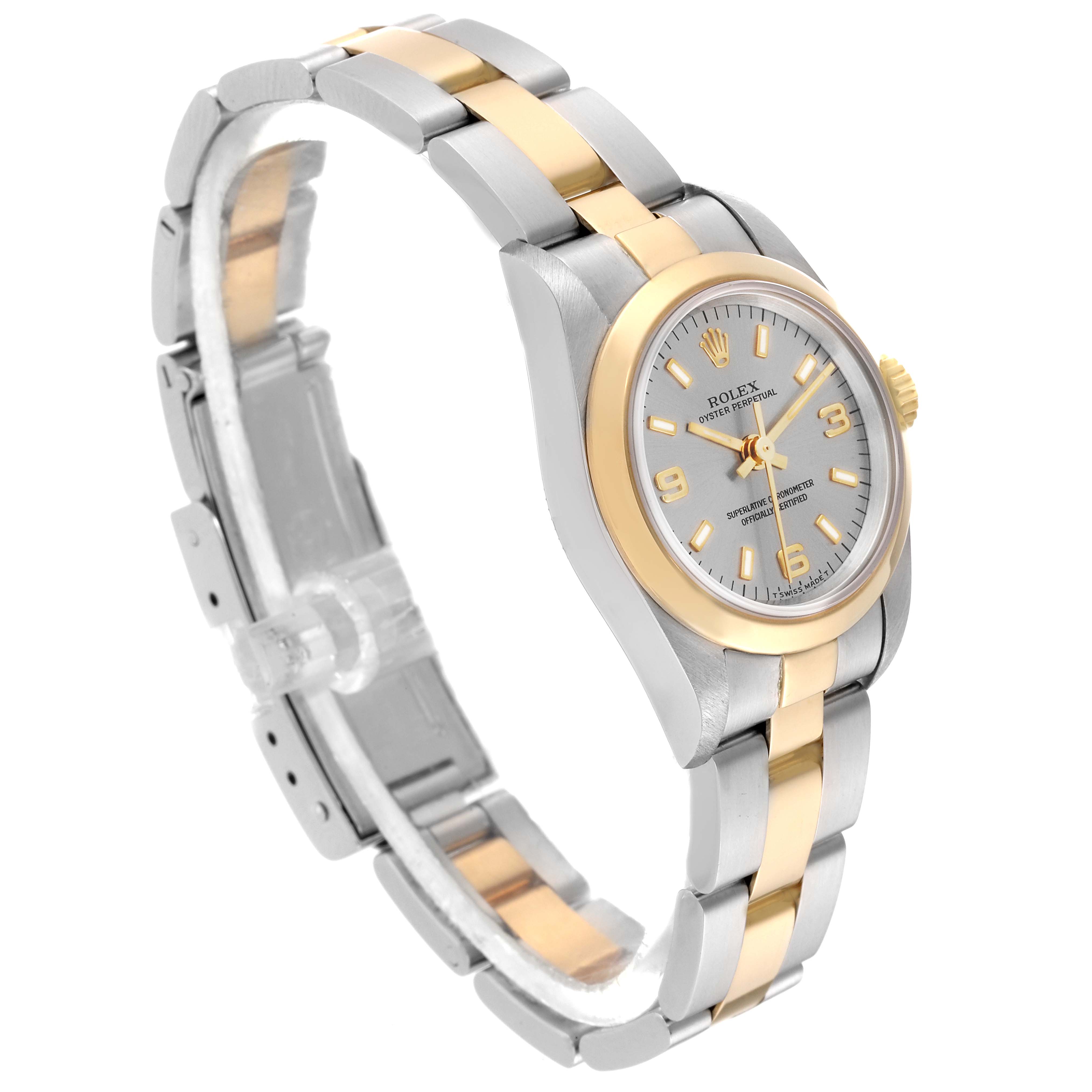 Rolex Oyster Perpetual Steel Yellow Gold Slate Dial Ladies Watch 67183 ...