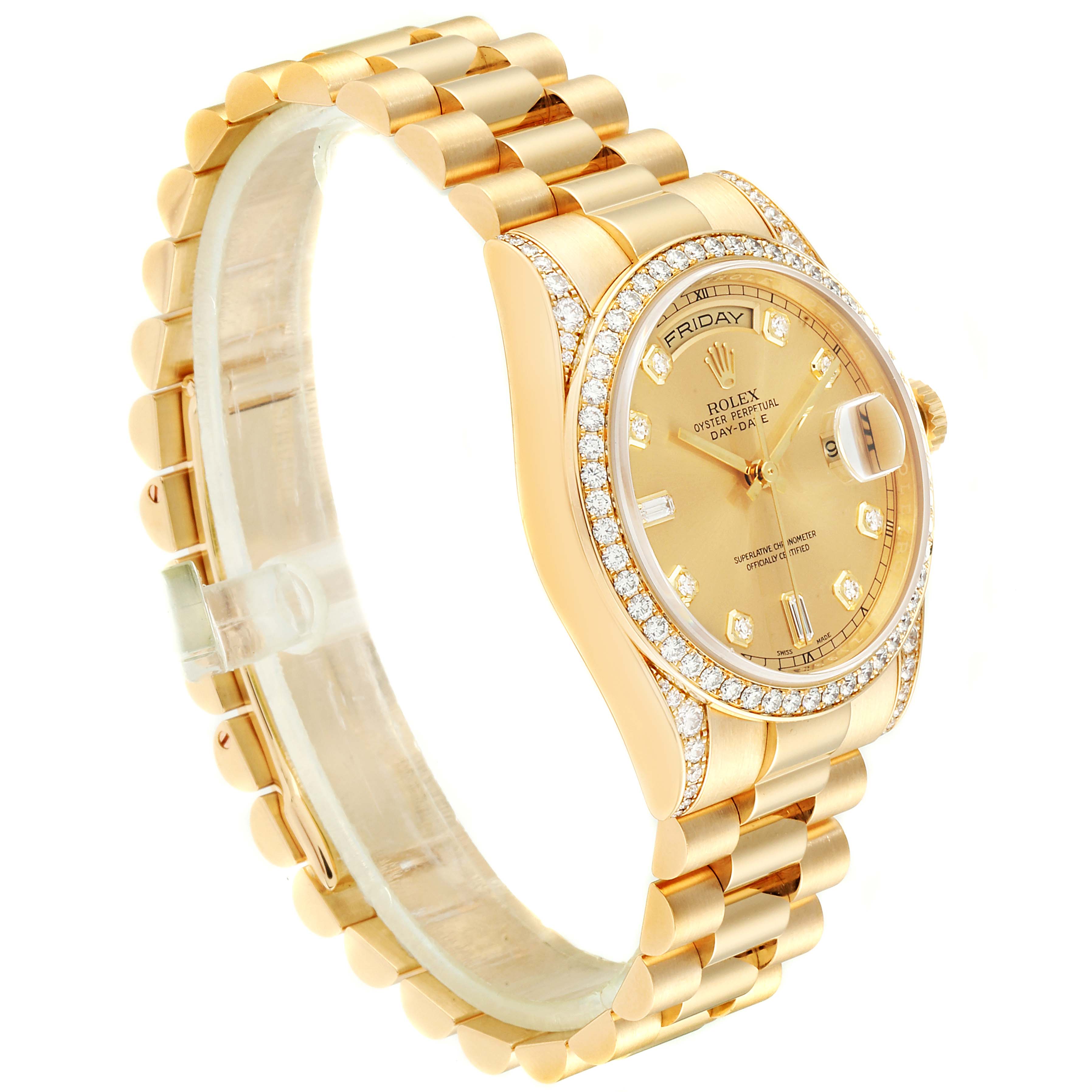 Rolex President Day-Date 36 Yellow Gold Diamond Mens Watch 118388 ...