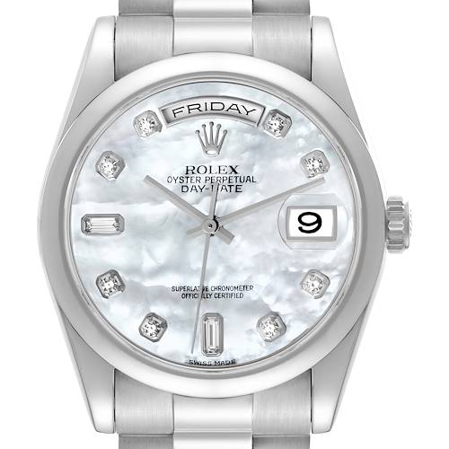 Photo of Rolex President Day-Date White Gold Mother of Pearl Mens Watch 118209