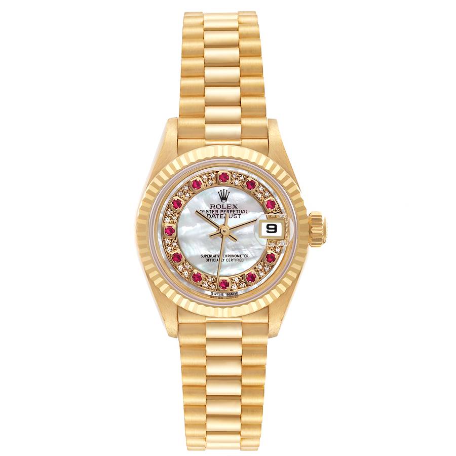 Rolex Rudy Rolex President Yellow Gold Diamond Ruby Myriad Ladies Watch 79178 Box ...