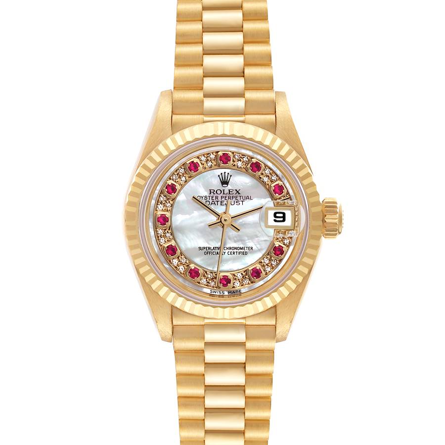 Rolex President Yellow Gold Diamond Ruby Myriad Ladies Watch 79178 Box Papers SwissWatchExpo