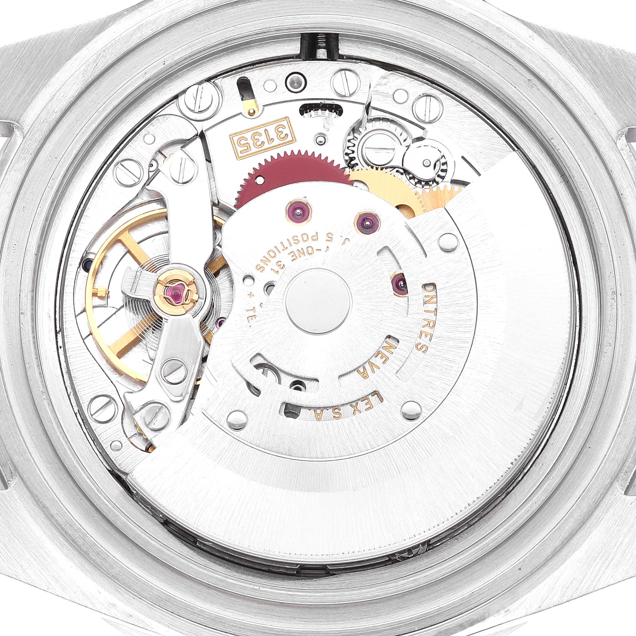 This image shows the movement and internal mechanics of a Rolex Submariner 16610 Men
s Stainless Steel Black Dial 16610 Men
s Stainless Steel Black Dial watch from a back angle.