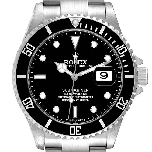 Photo of Rolex Submariner Date 40mm Black Dial Steel Mens Watch 16610 Box Papers