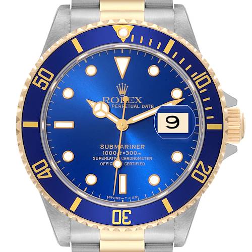 Photo of Rolex Submariner Steel Yellow Gold Blue Dial Mens Watch 16613