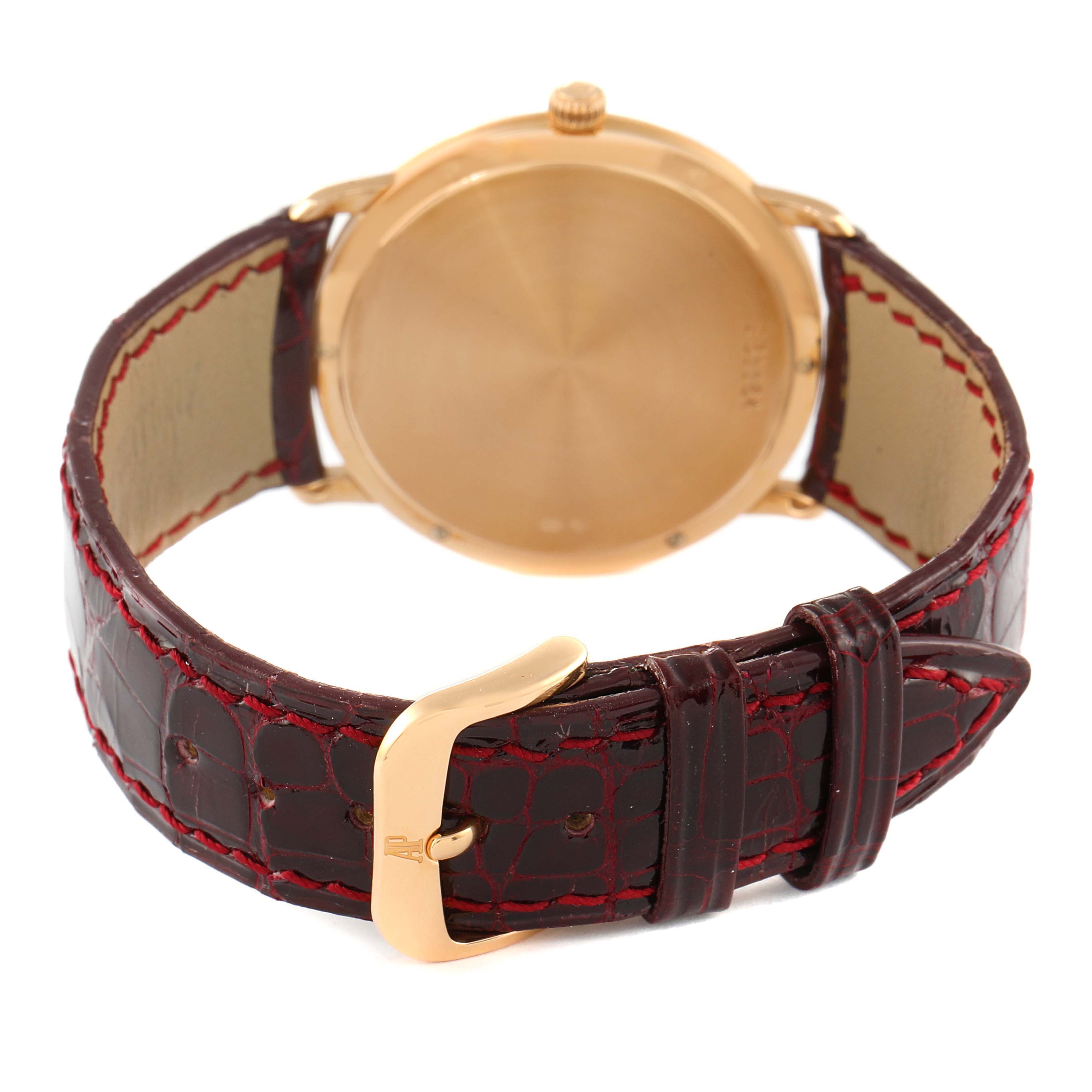 The image shows the back view of the Jules watch by Audemars Piguet, highlighting the case and leather strap with a buckle.