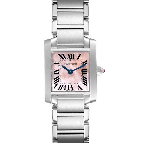 Photo of Cartier Tank Francaise Pink MOP Steel Ladies Watch W51028Q3 Box Papers