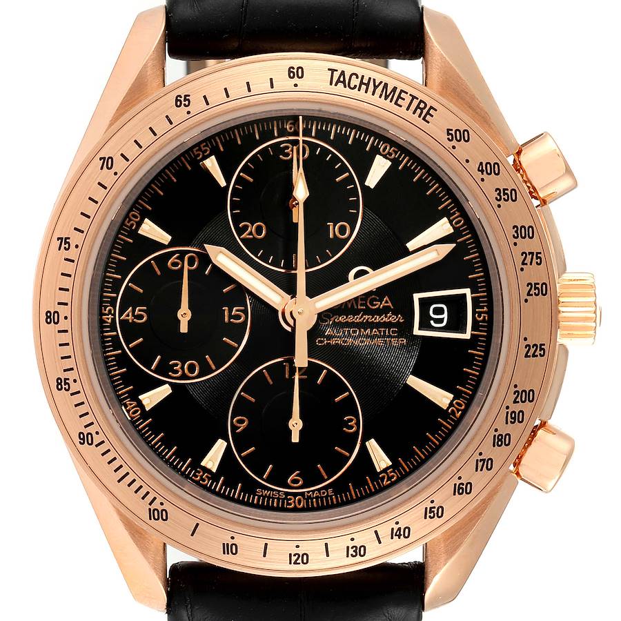 Omega Speedmaster Rose Gold Black Dial Watch 323.53.40.40.01.001 Box Card SwissWatchExpo