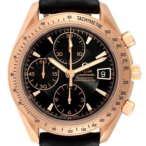 Photo of Omega Speedmaster Rose Gold Black Dial Watch 323.53.40.40.01.001 Box Card