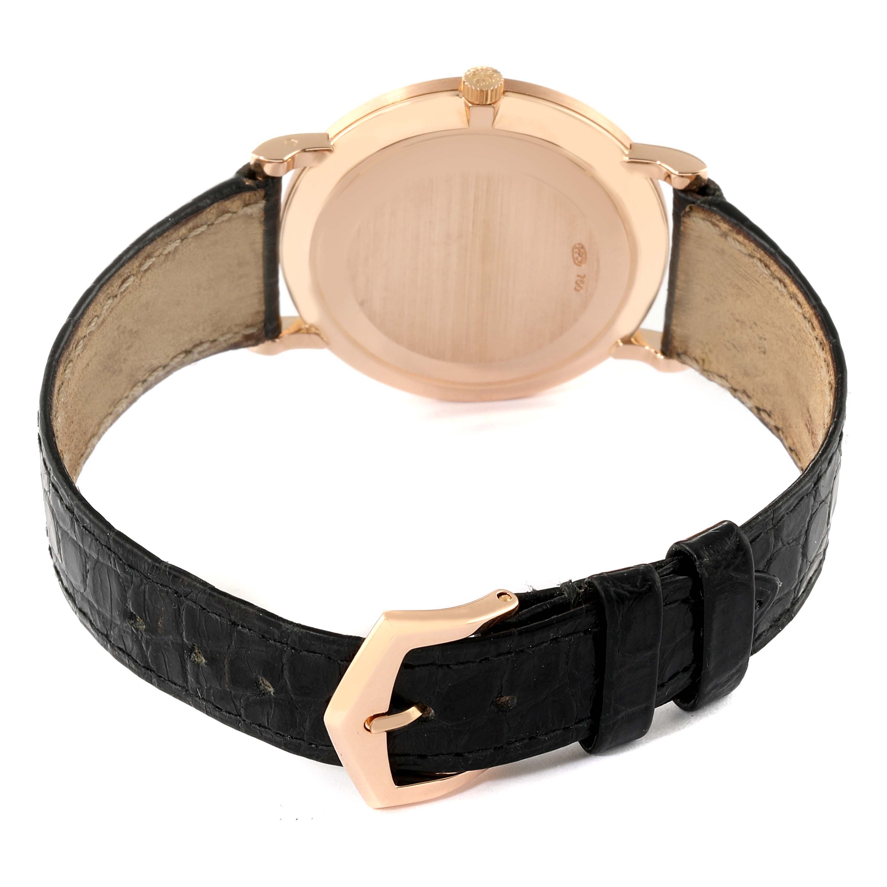 Patek Philippe Calatrava 18k Rose Gold Black Strap Mens Watch 3919 ...