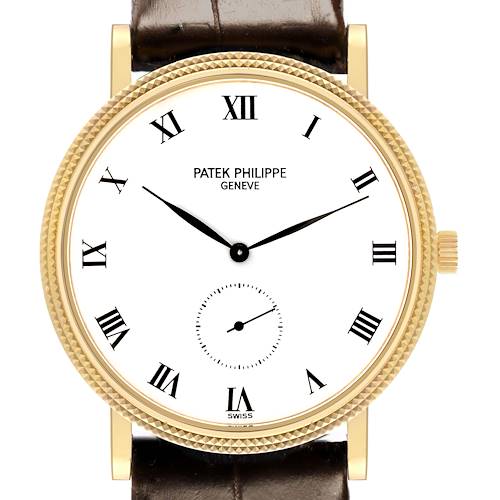Photo of Patek Philippe Calatrava Yellow Gold White Roman Dial Mens Watch 3919J 3919