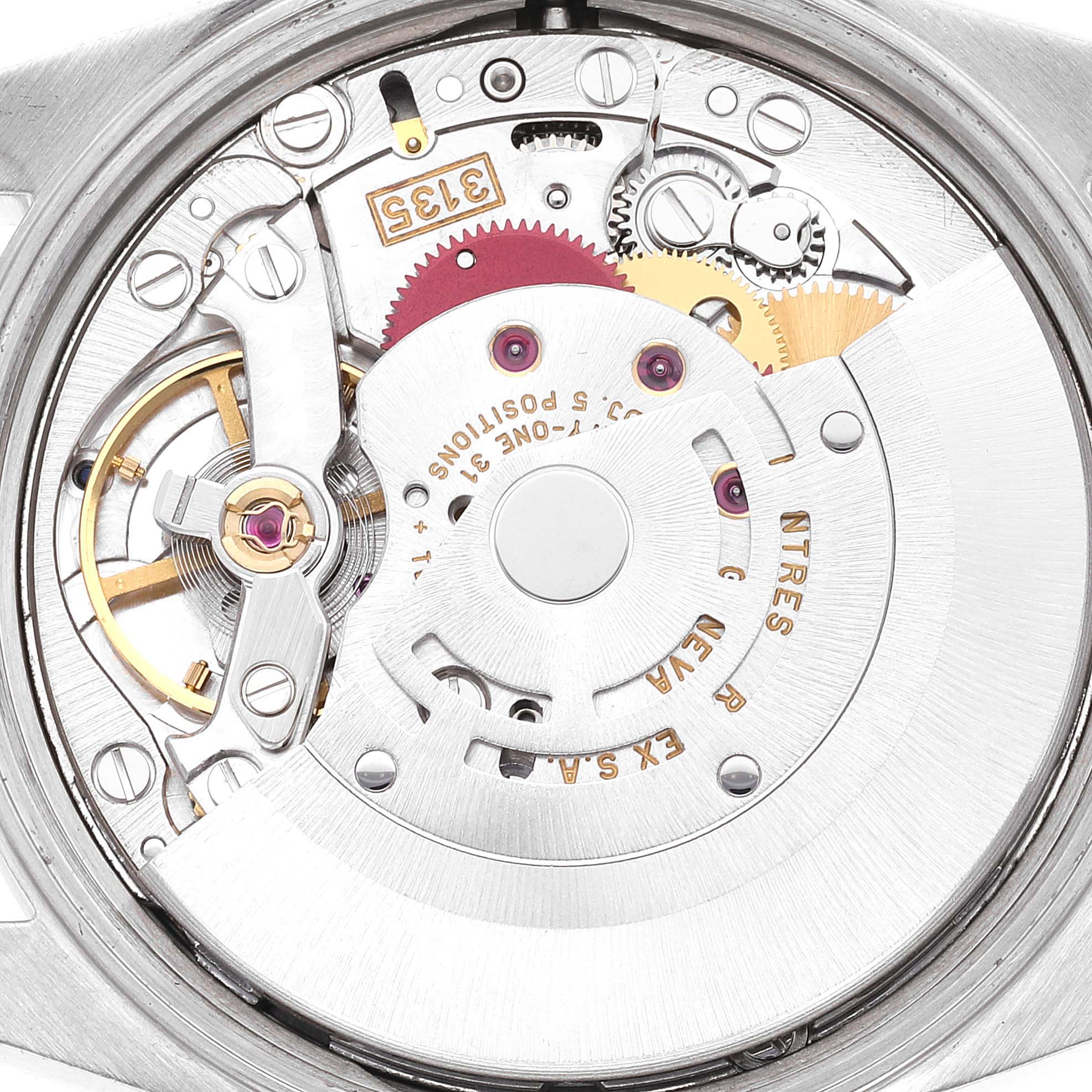 The image shows a close-up of the movement mechanism of a Rolex Date 15200 Men's Stainless Steel Black Dial 15200 Men's Stainless Steel Black Dial model watch.
