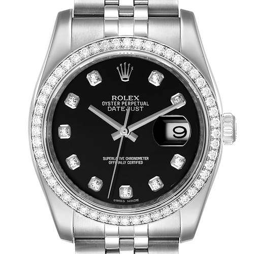 Photo of Rolex Datejust 36 Black Diamond Dial Bezel Unisex Watch 116244 Unworn