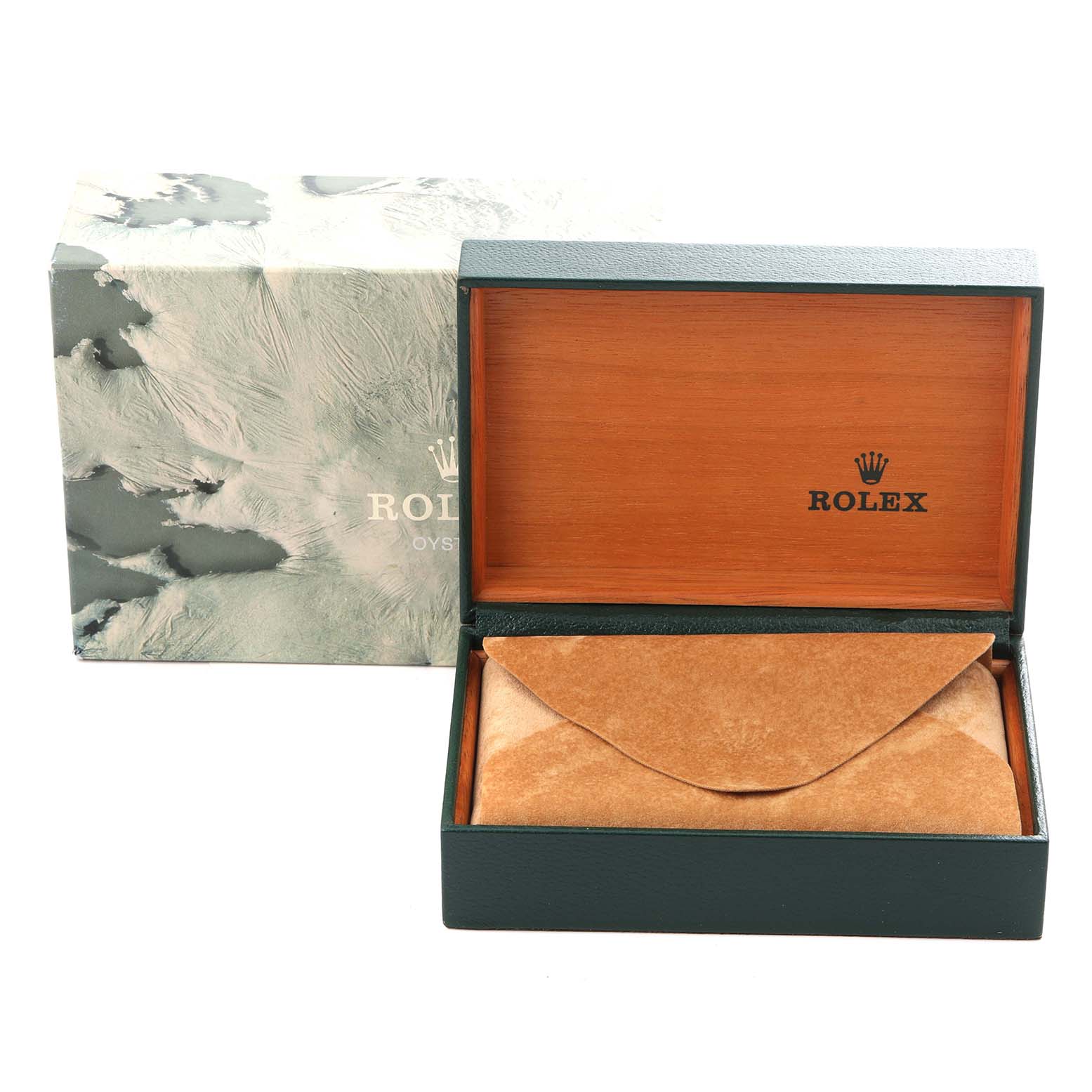 The image shows a Rolex Datejust 16233 Men's Steel and Gold (two tone) Champagne Dial 16233 Men's Steel and Gold (two tone) Champagne Dial watch box with outer packaging, viewed from the front.