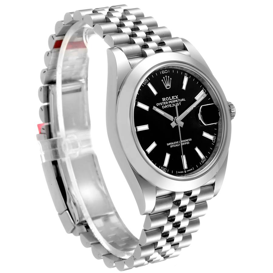 Rolex datejust 41 on sale black dial smooth bezel