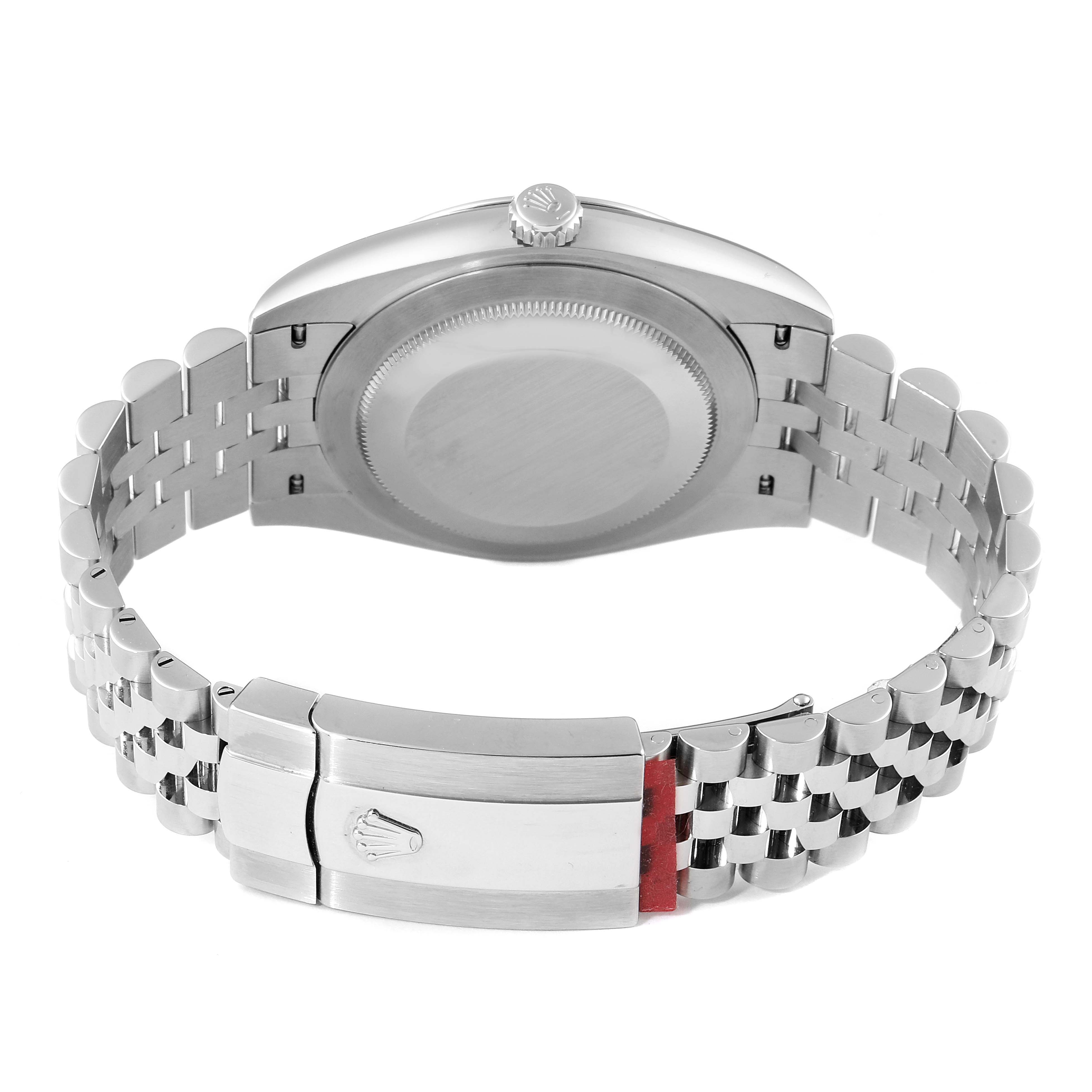 The image shows the back case and bracelet of a Rolex Datejust 41 126300 Men's Stainless Steel Black Dial 126300 Men's Stainless Steel Black Dial watch from a rear angle.