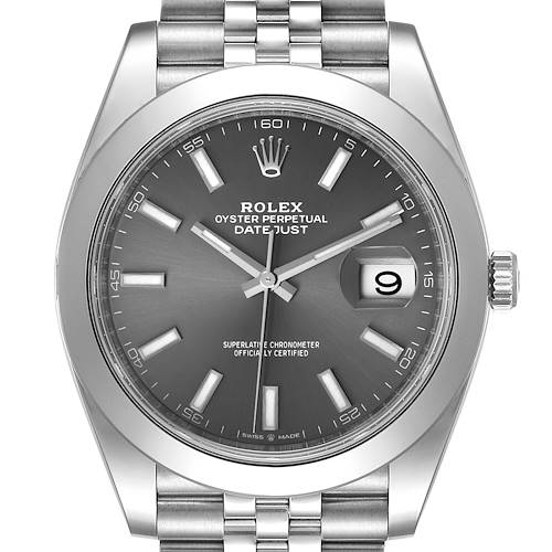 Photo of Rolex Datejust 41 Grey Dial Domed Bezel Steel Mens Watch 126300 Unworn
