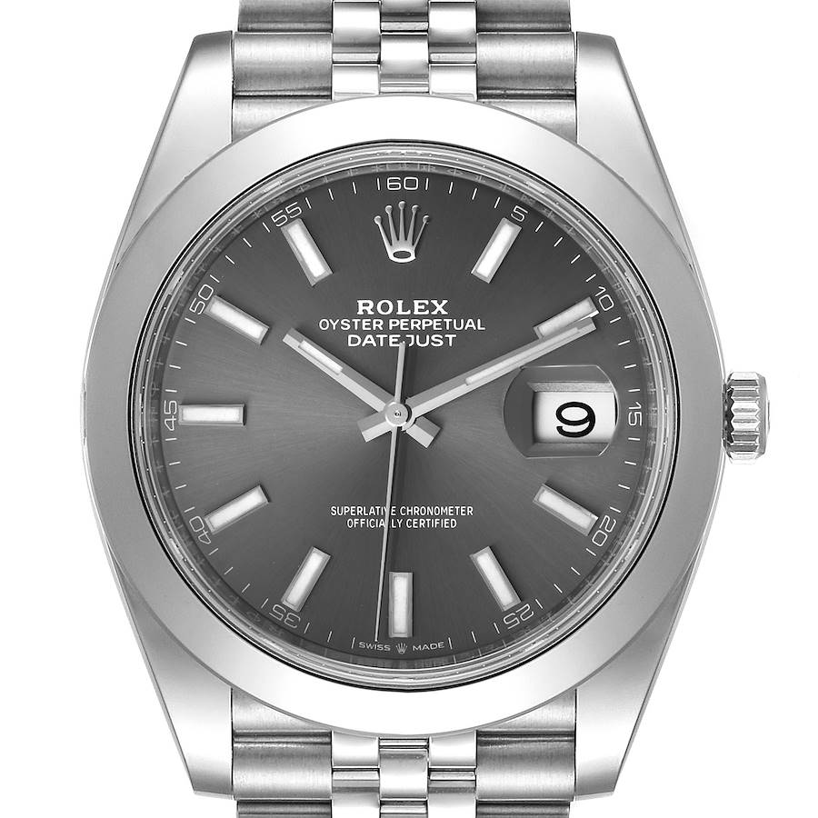 Rolex Datejust 41 Grey Dial Domed Bezel Steel Mens Watch 126300 Unworn SwissWatchExpo